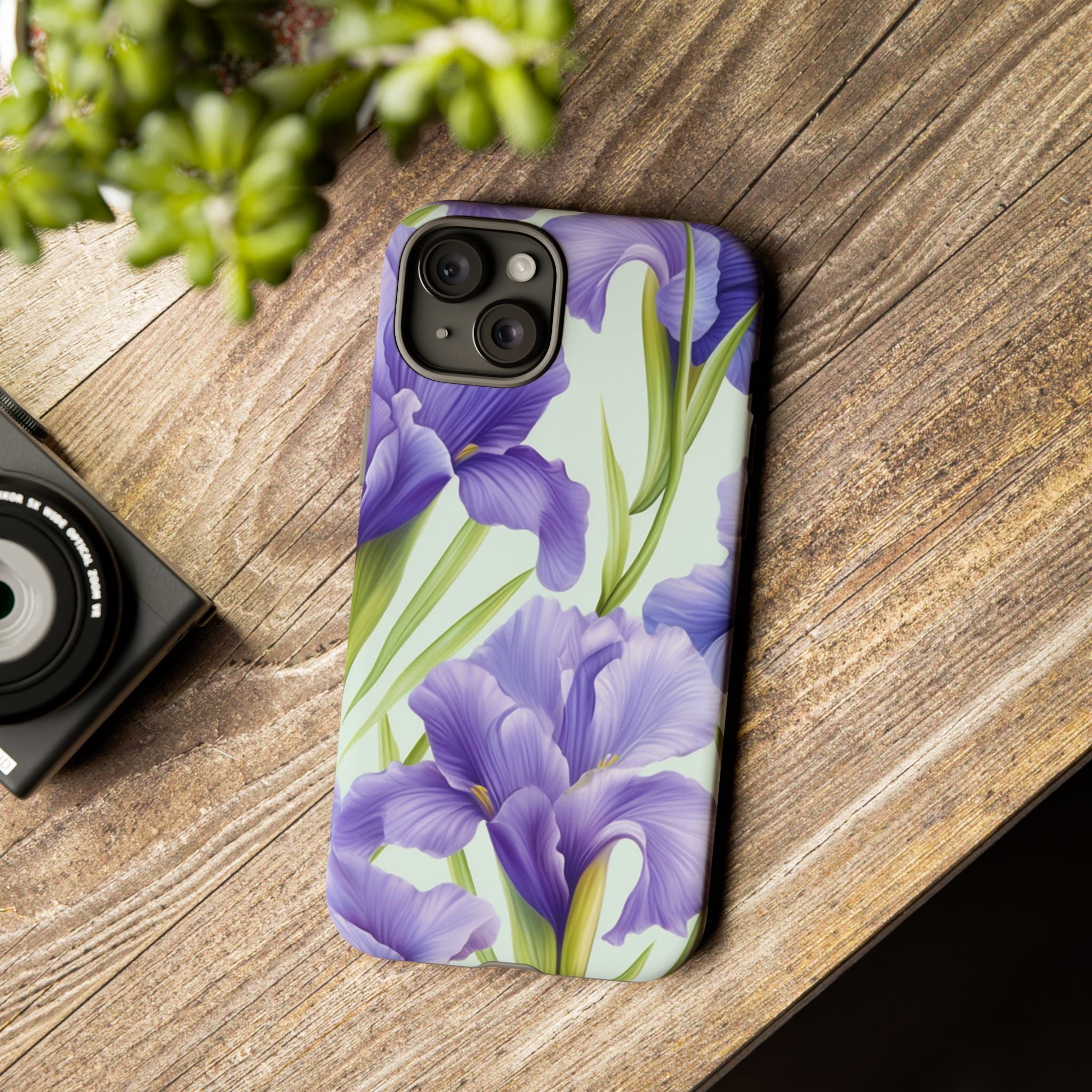 Purple Iris Floral iPhone Case - Hexagon Stone