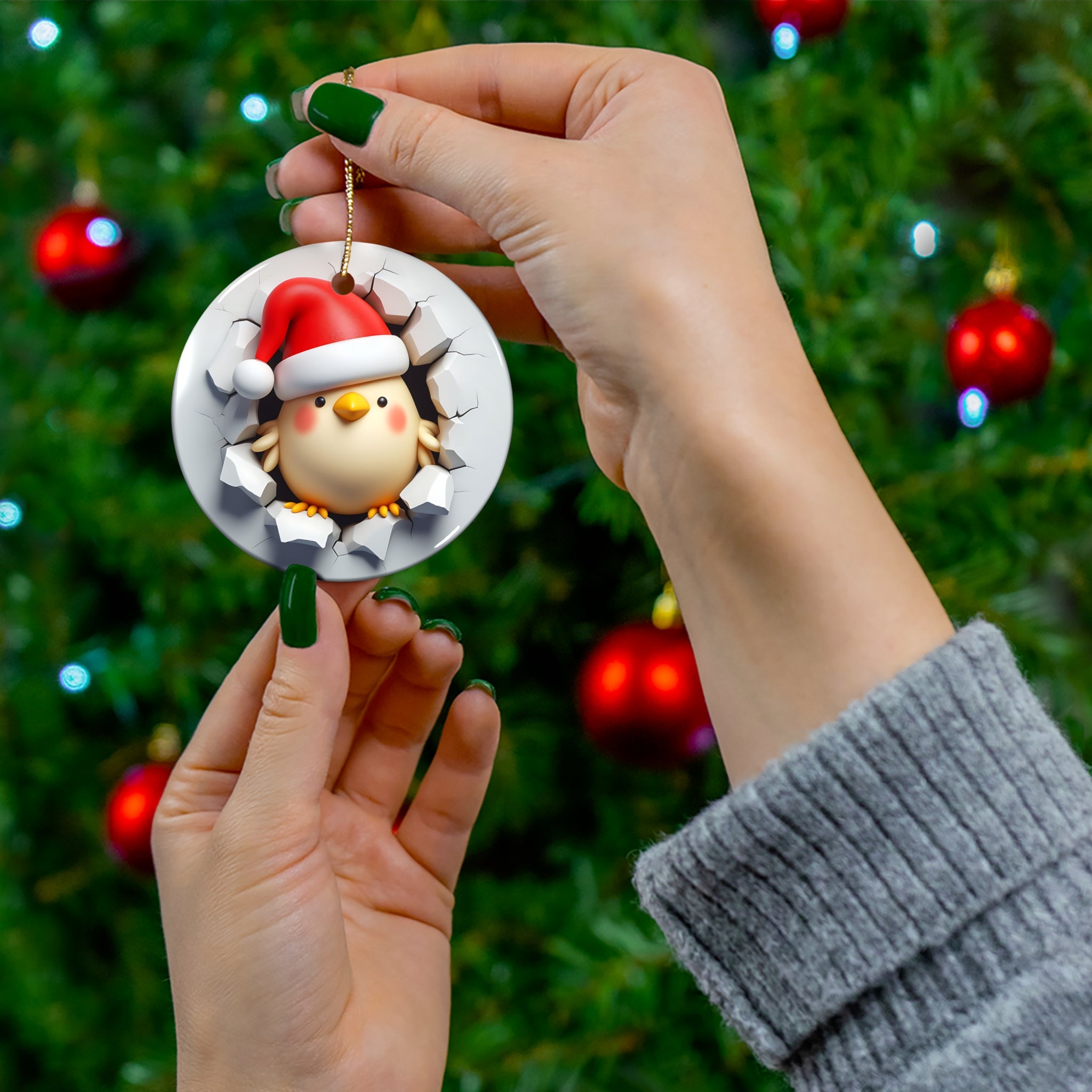 Santa Chick Ornament: Cute Christmas Decor