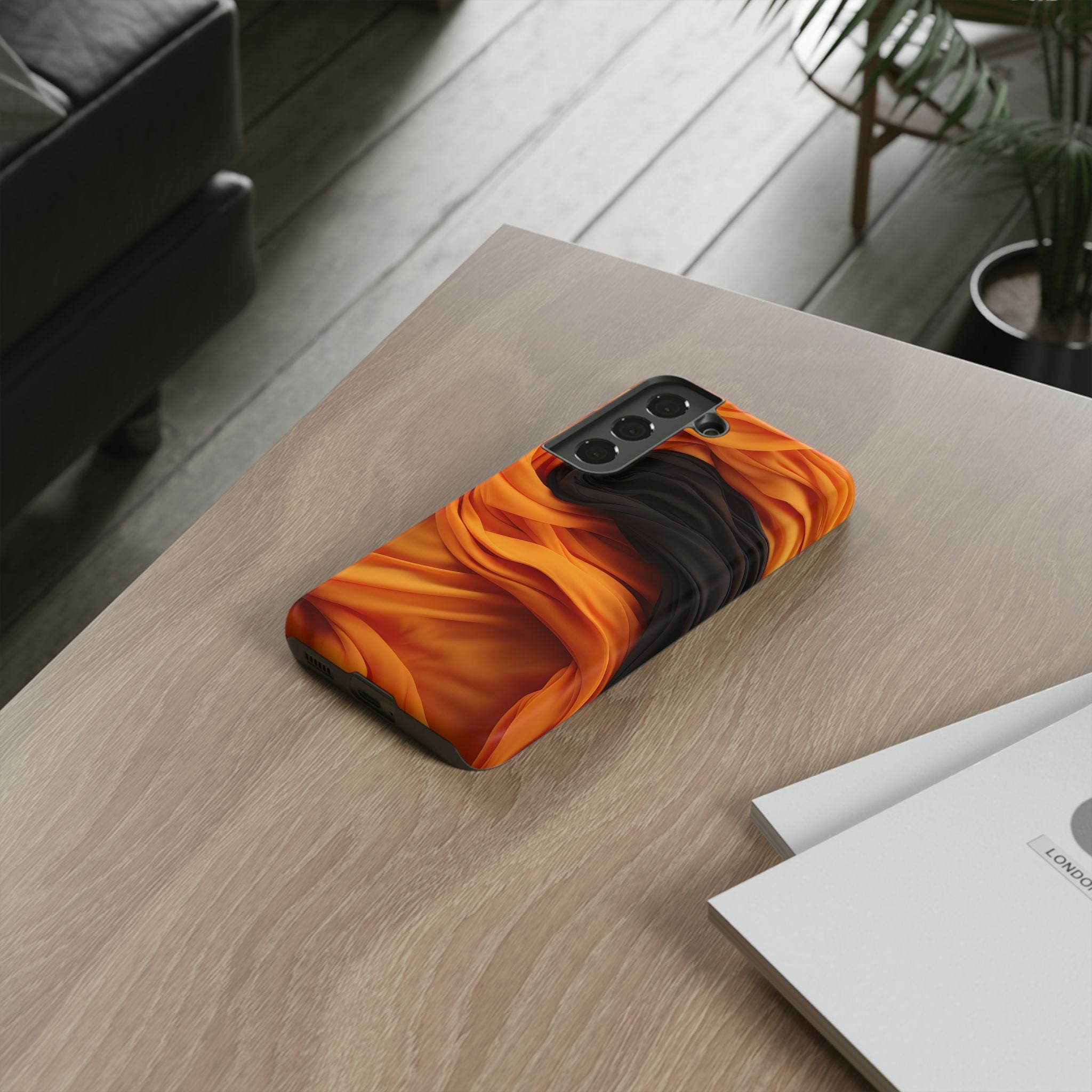 Abstract Orange & Gray Drape Samsung Case