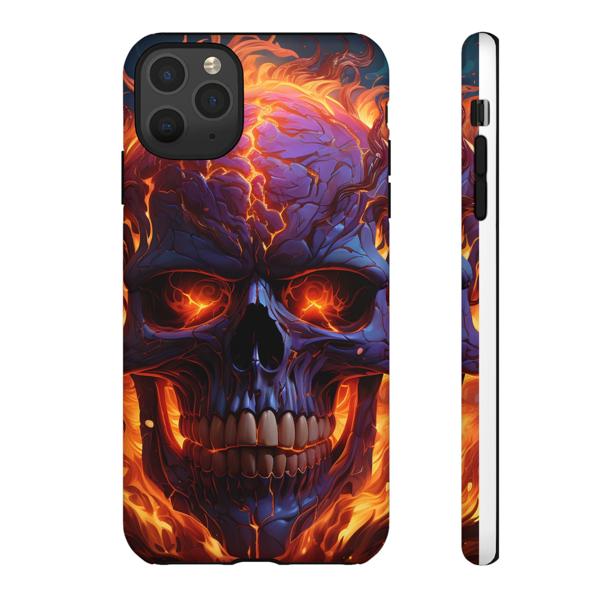 Fiery Skull Hexagon iPhone Case - Rugged Texture