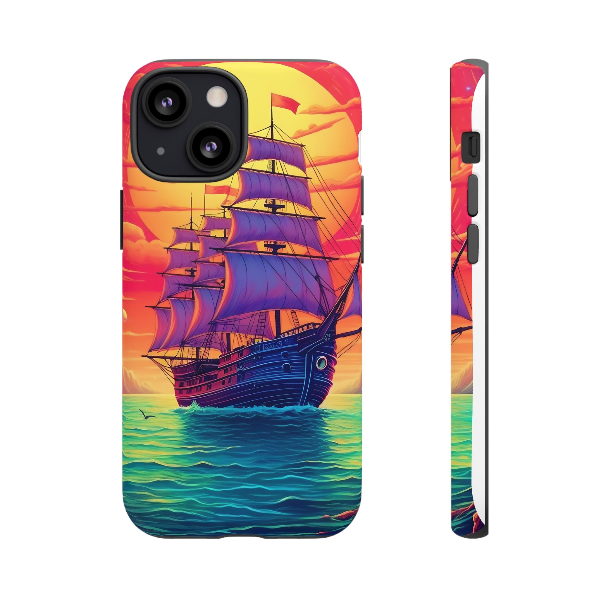 Sunset Galleon Hexagon Stone iPhone Case