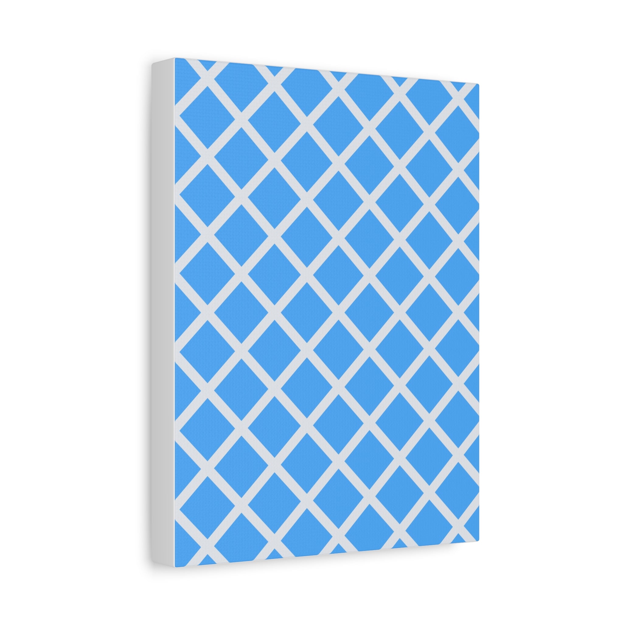 Sky Blue Diamond Grid Matte Canvas Art