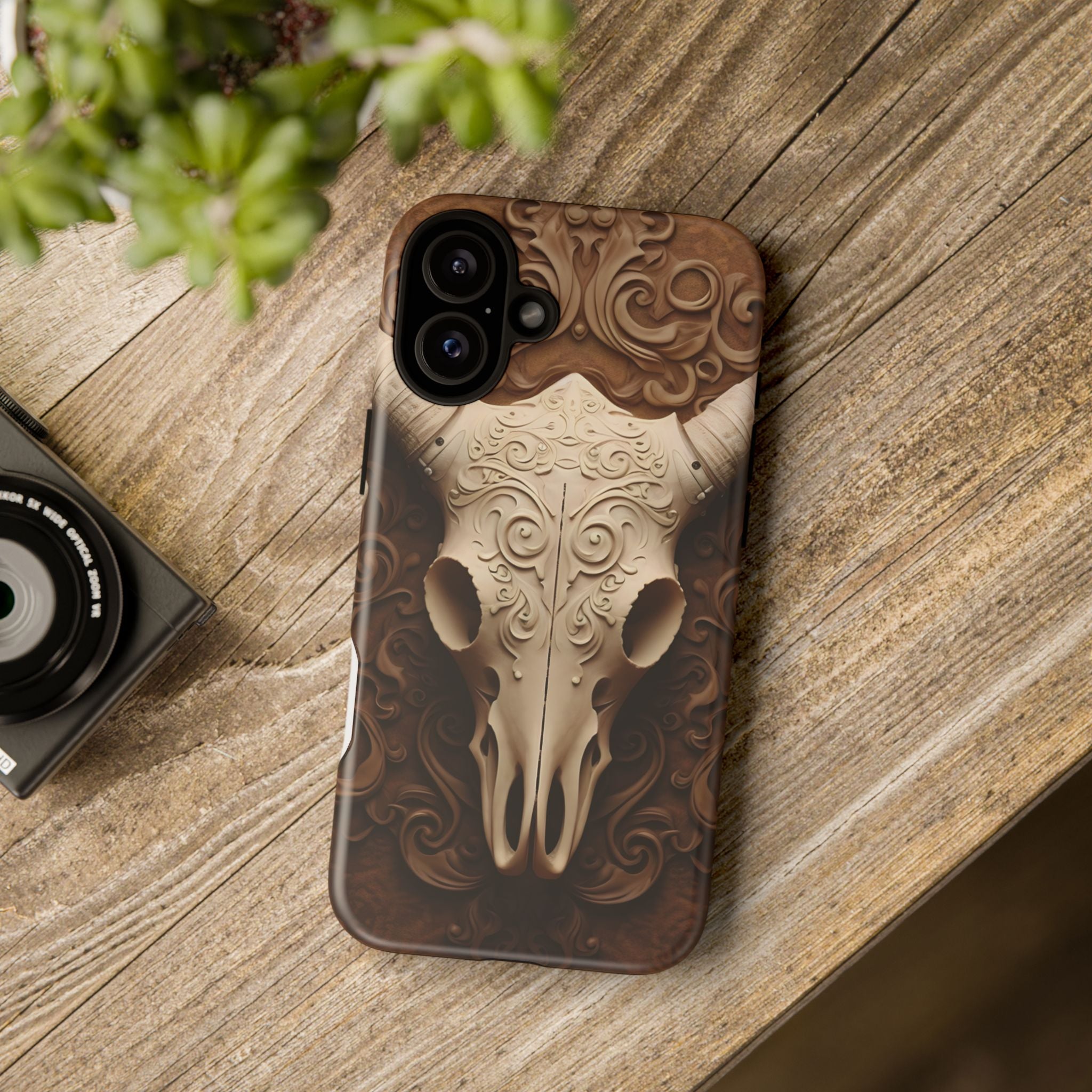 Baroque Ram Skull Hexagon Stone iPhone Case