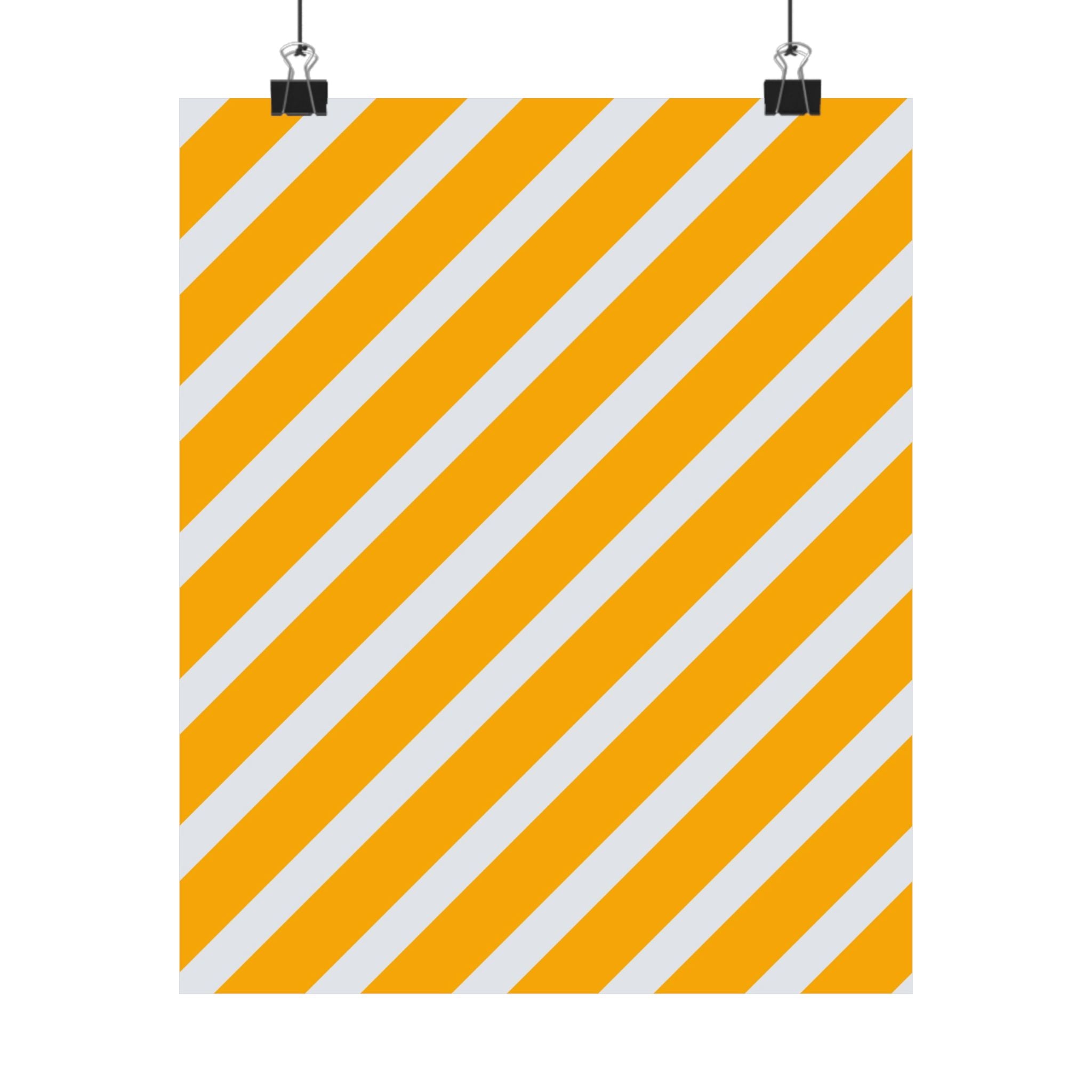 Orange & Gray Diagonal Stripe Poster