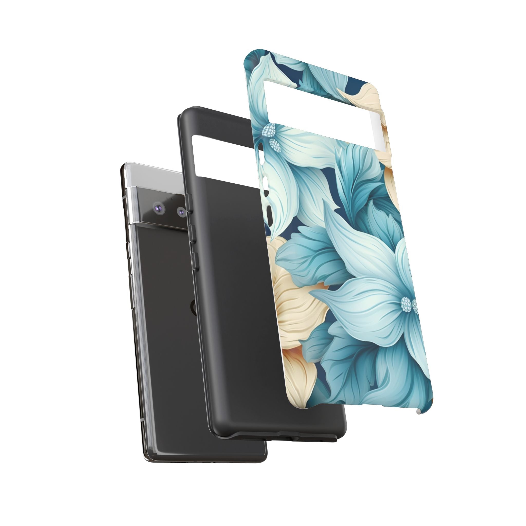 Teal Floral Google Pixel Case (All Models) - Elegant Design