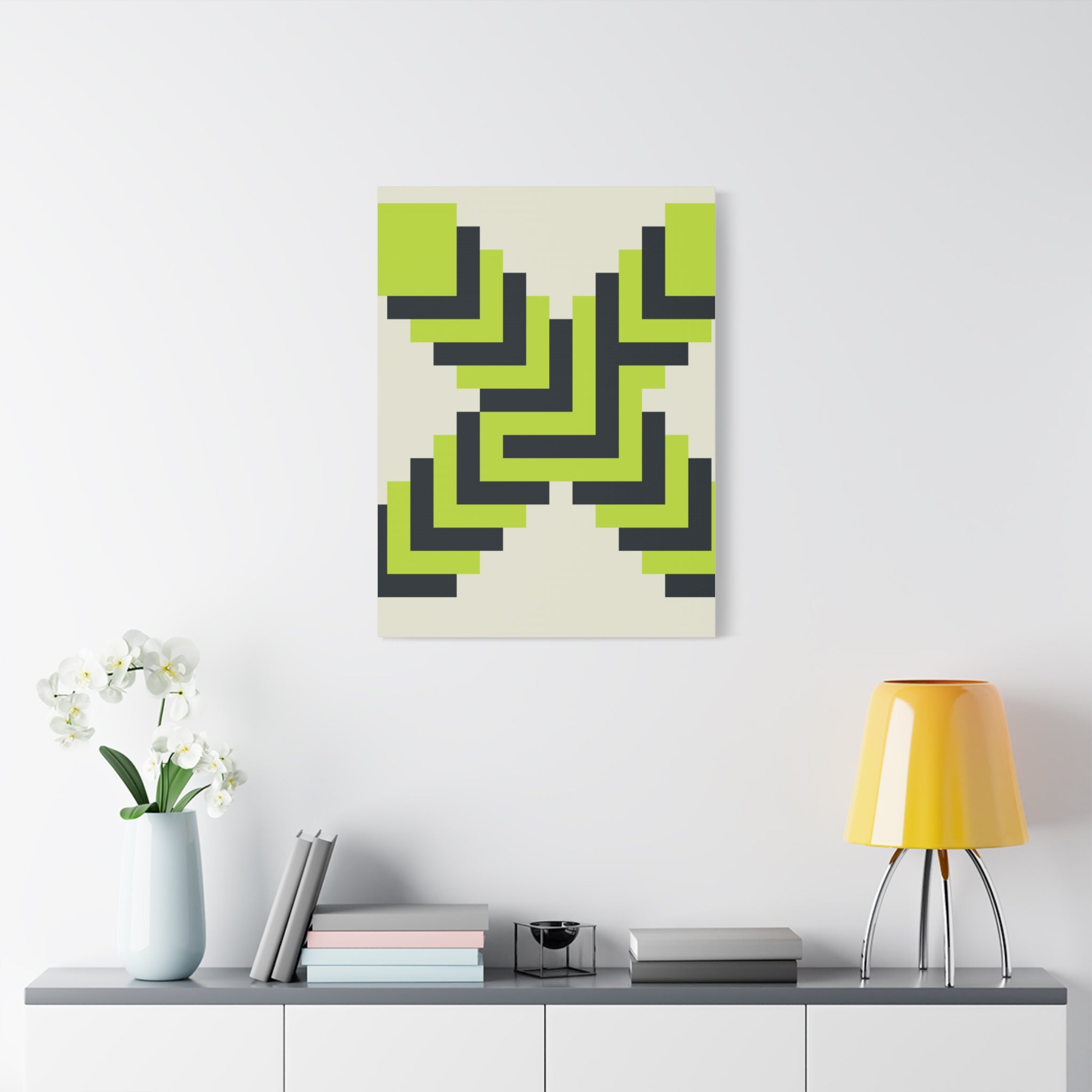 Geometric X Canvas Art - Teal & Lime