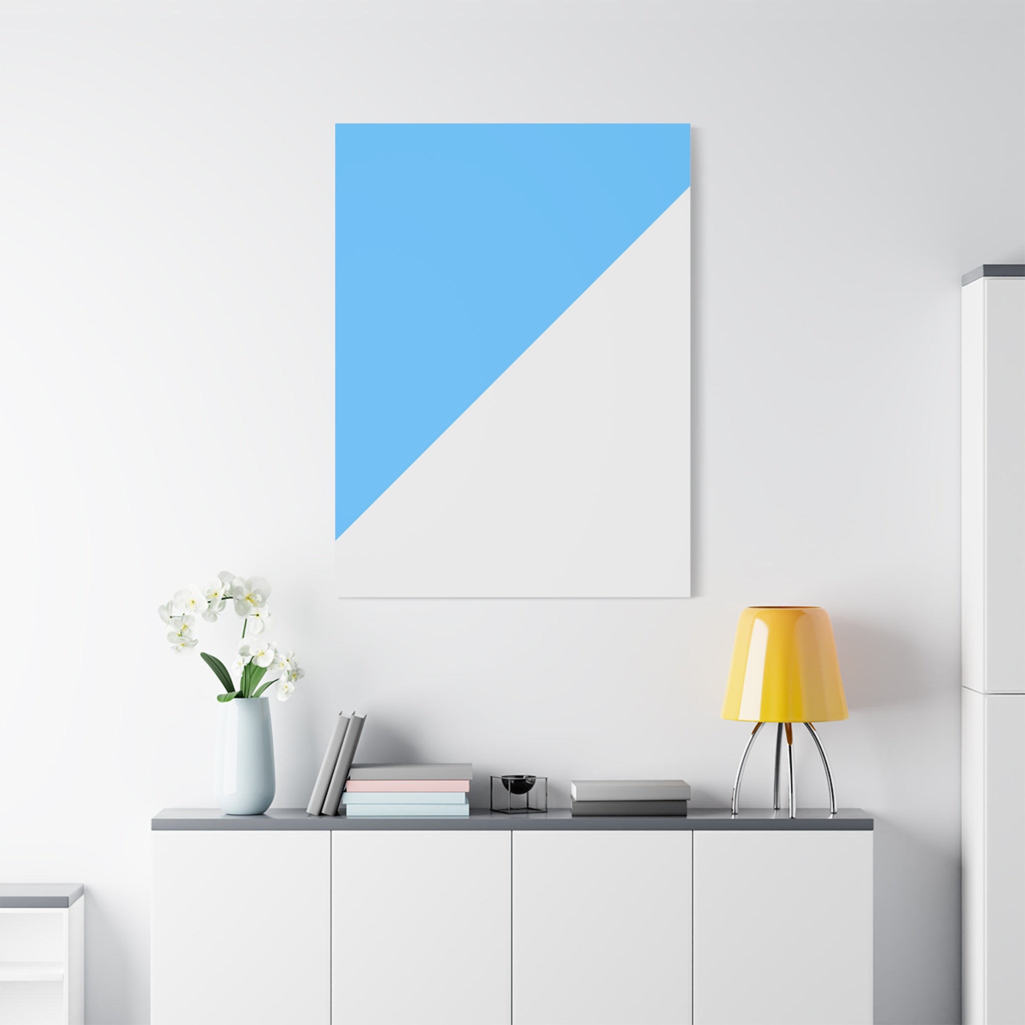 Abstract Blue & Gray Diagonal Canvas Art