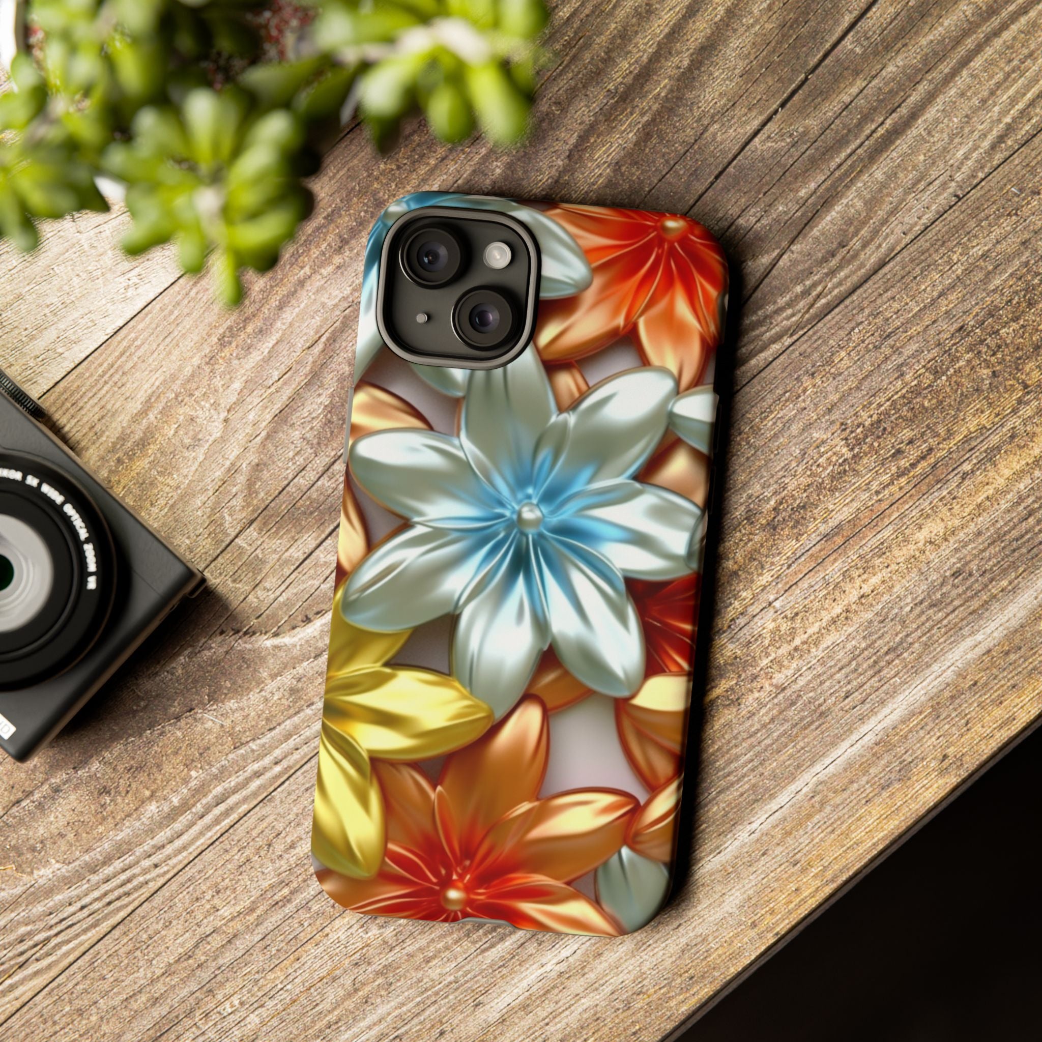 Metallic Flower Hexagon iPhone Case - Rugged