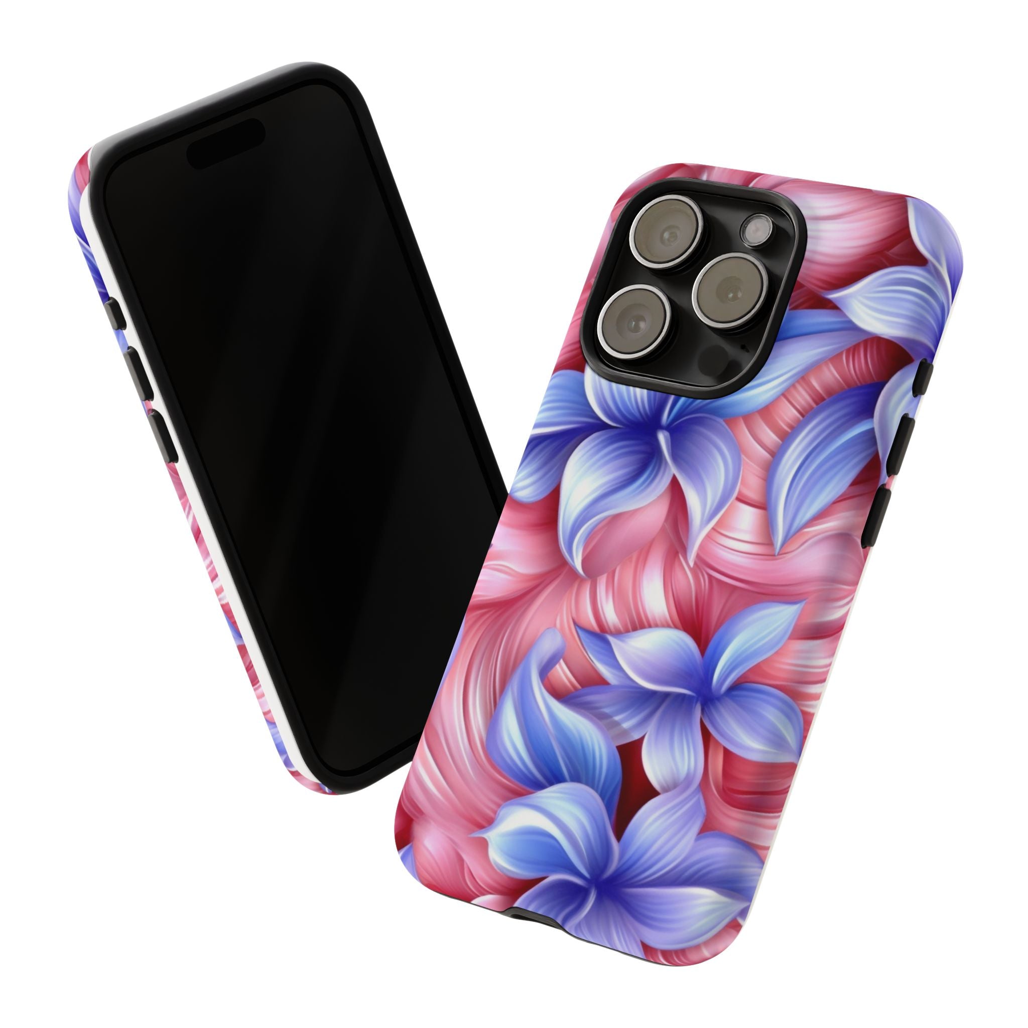 Dreamy Pink & Blue Floral iPhone Case - Hexagon Stone