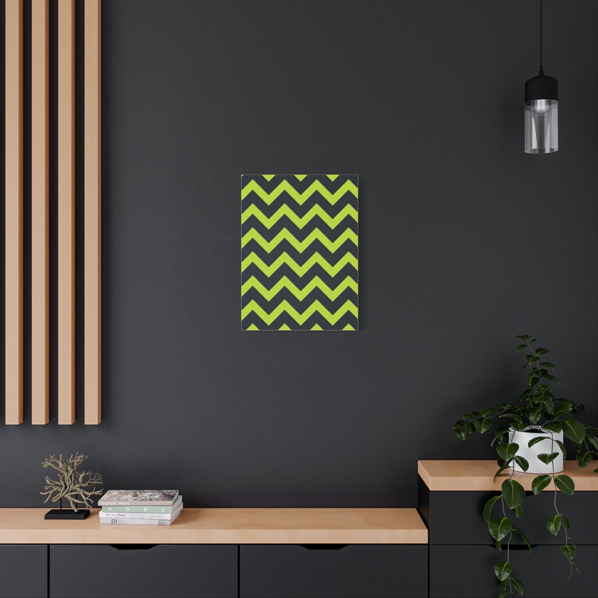 Lime & Forest Green Zigzag Canvas Art