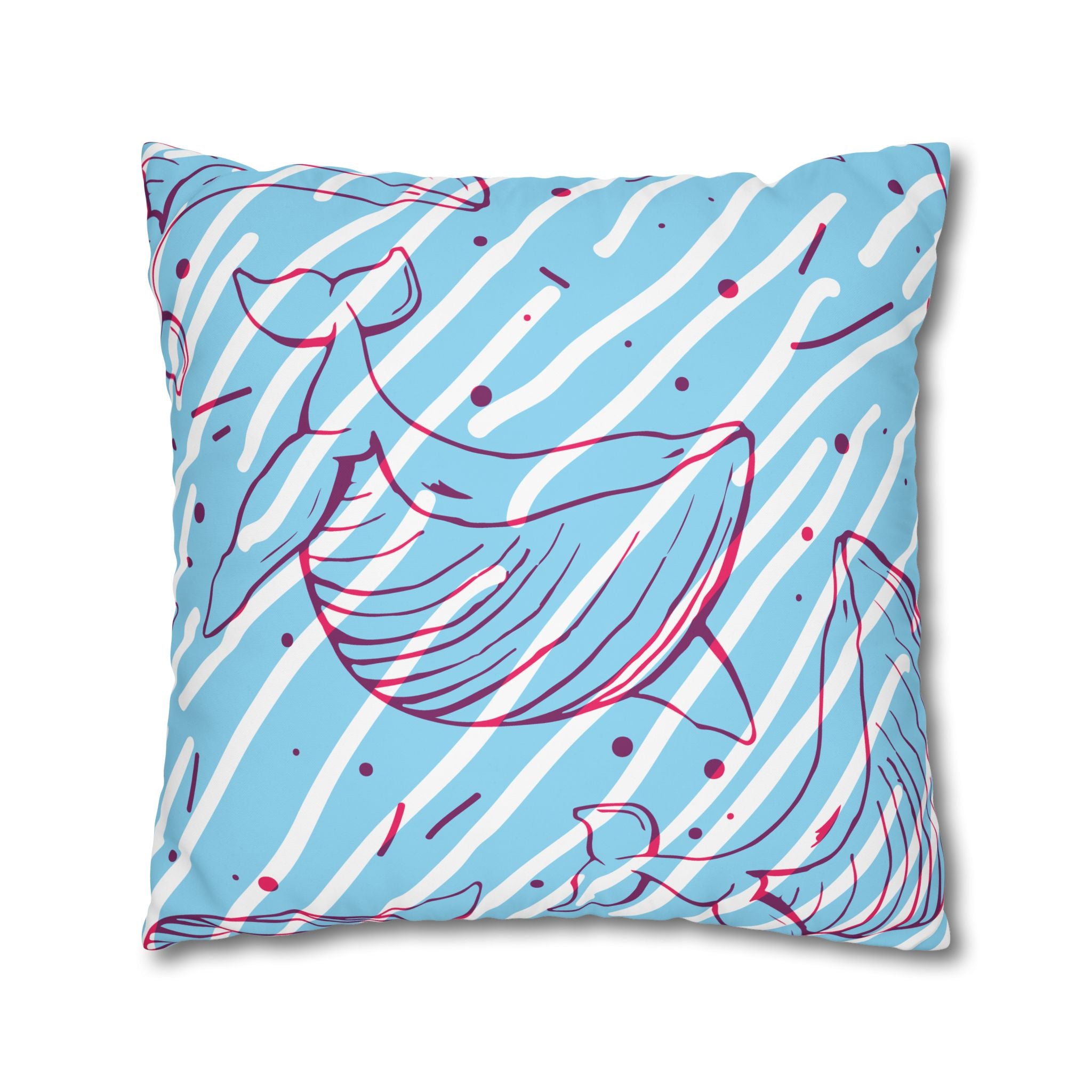 90s Whale Pillowcase - Pastel Blue