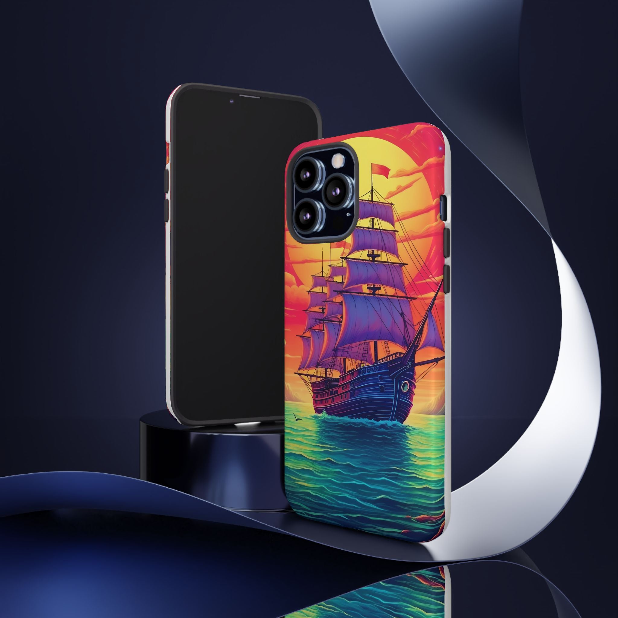 Sunset Galleon Hexagon Stone iPhone Case