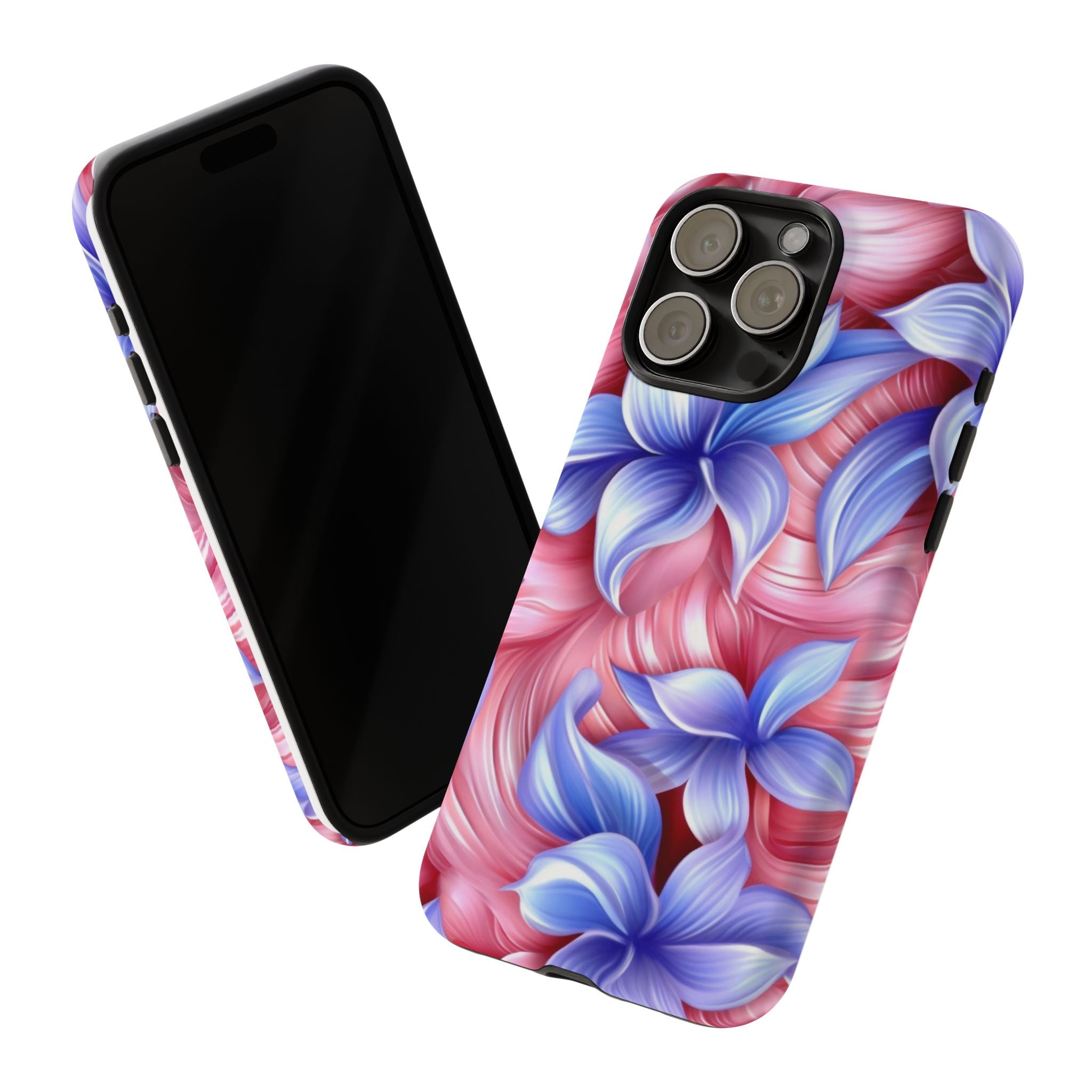 Dreamy Pink & Blue Floral iPhone Case - Hexagon Stone