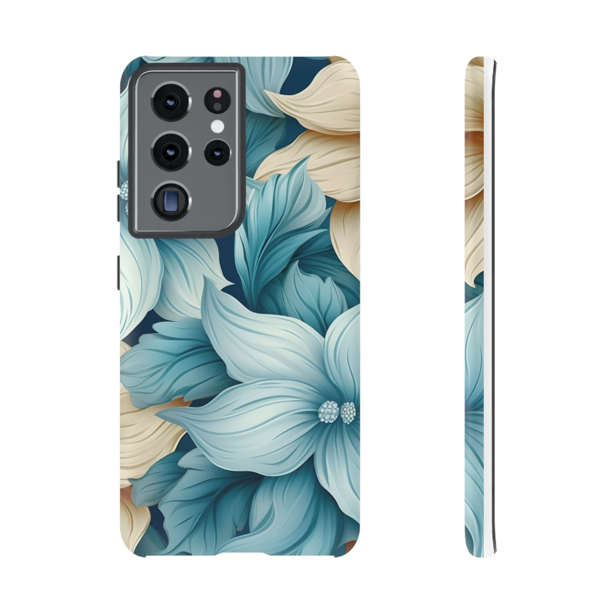 Teal Floral Samsung Phone Case