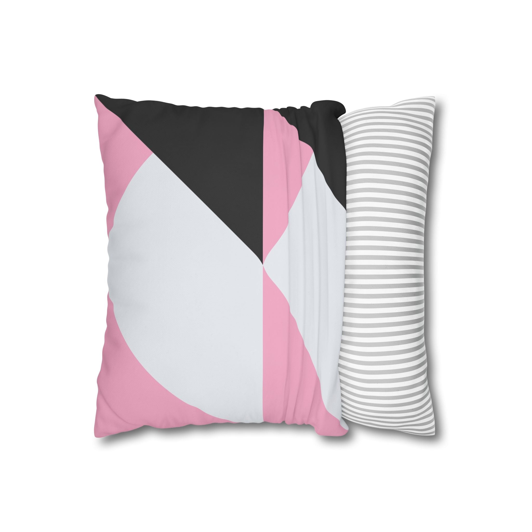 Geometric Triangle Pillowcase - Pink & Gray