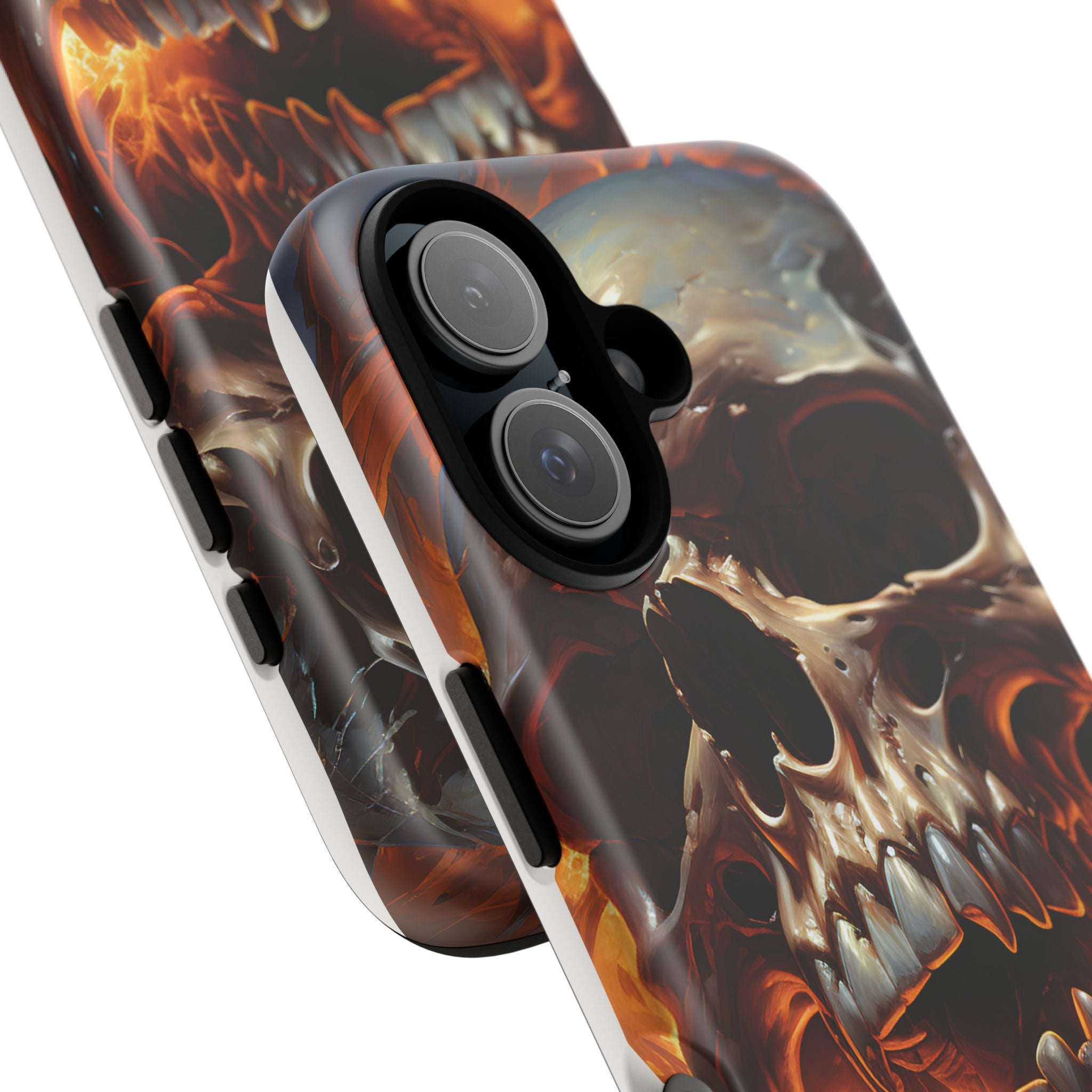 Fiery Skull Hexagon iPhone Case - Rugged