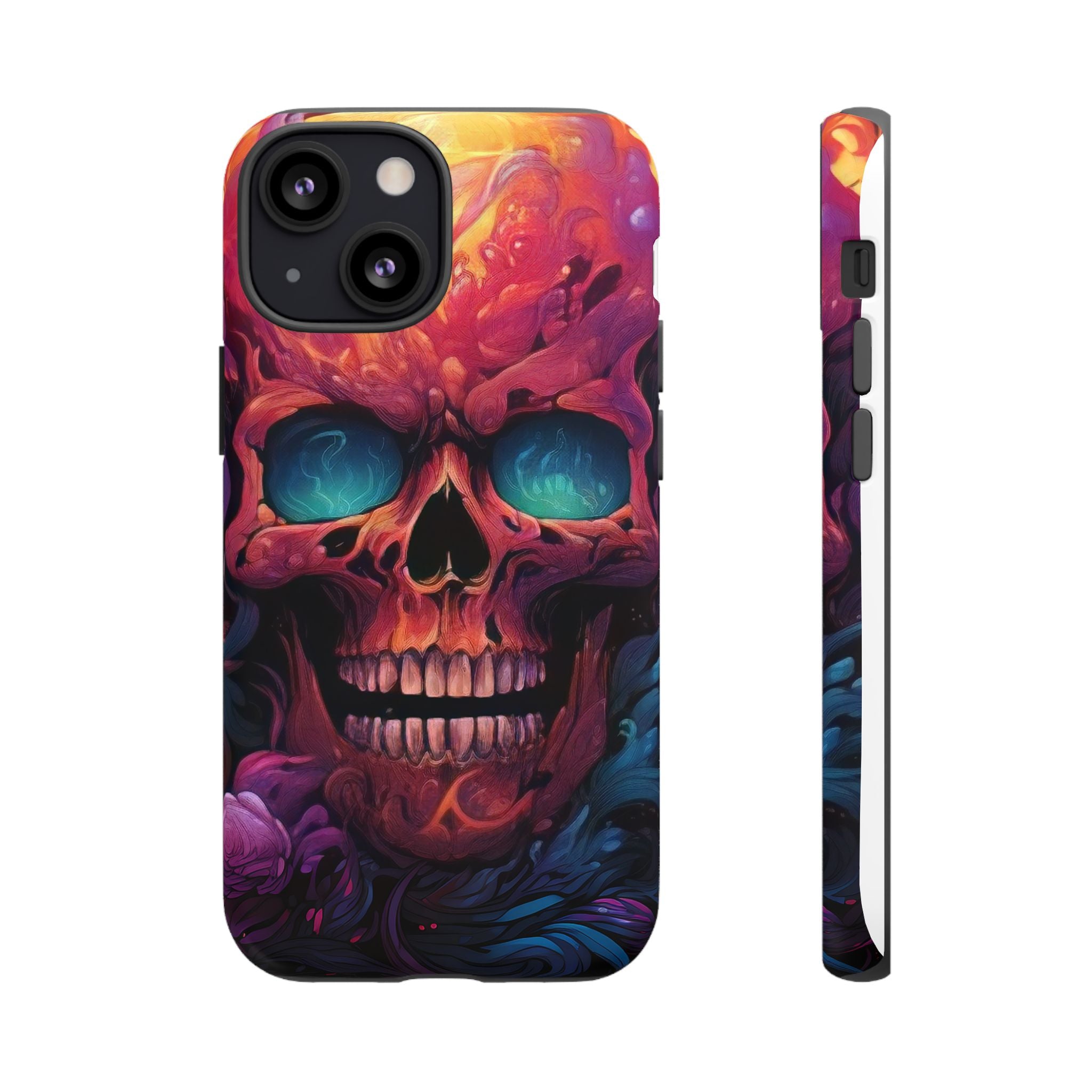 Fiery Skull Hexagon iPhone Case - Rugged Texture