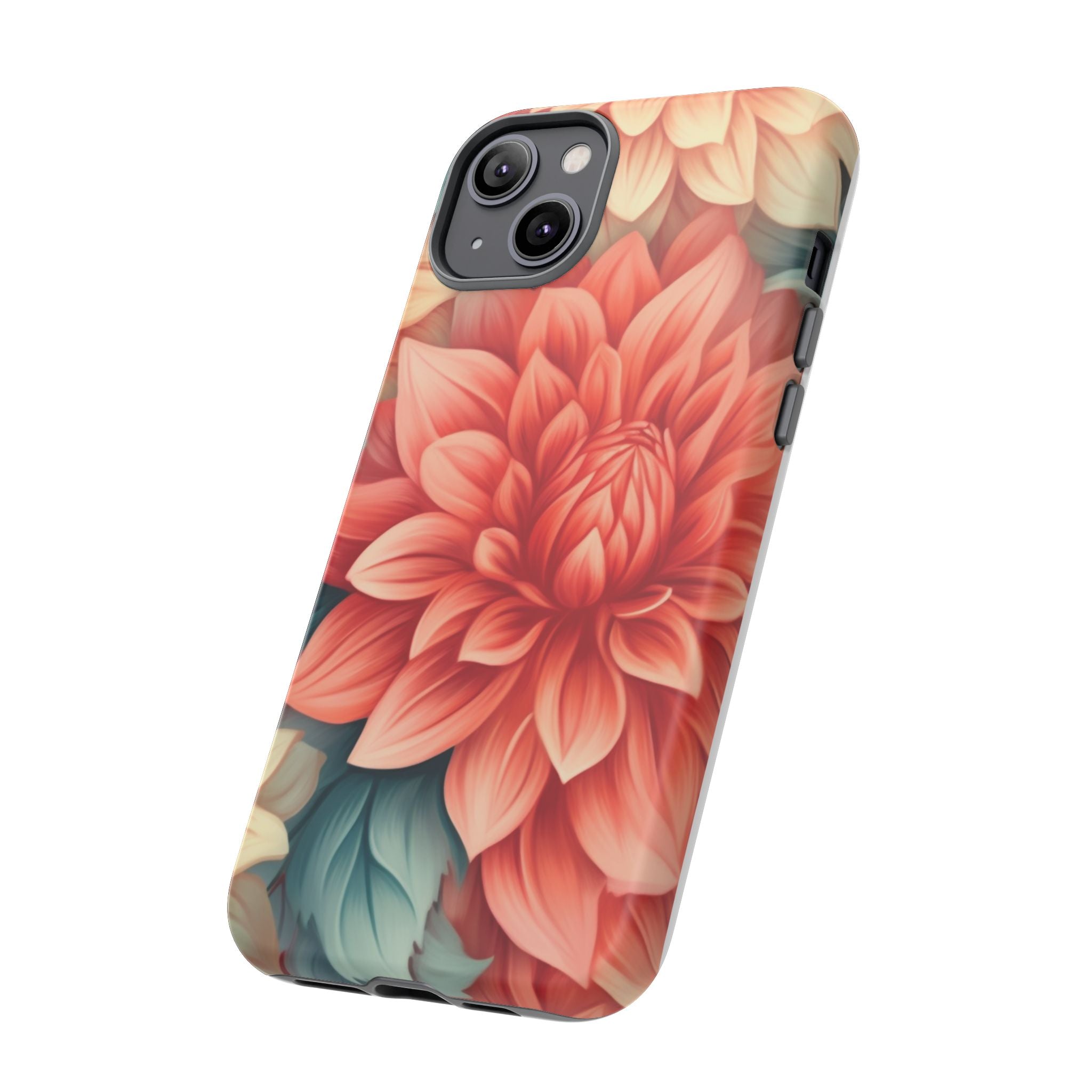 Coral Dahlia Hexagon iPhone Case - Rugged Texture