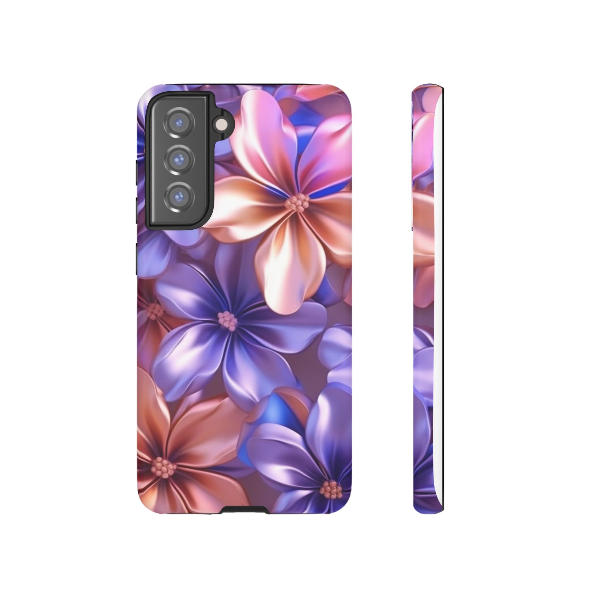 Metallic Flower Samsung Case - Rose Gold & Lavender