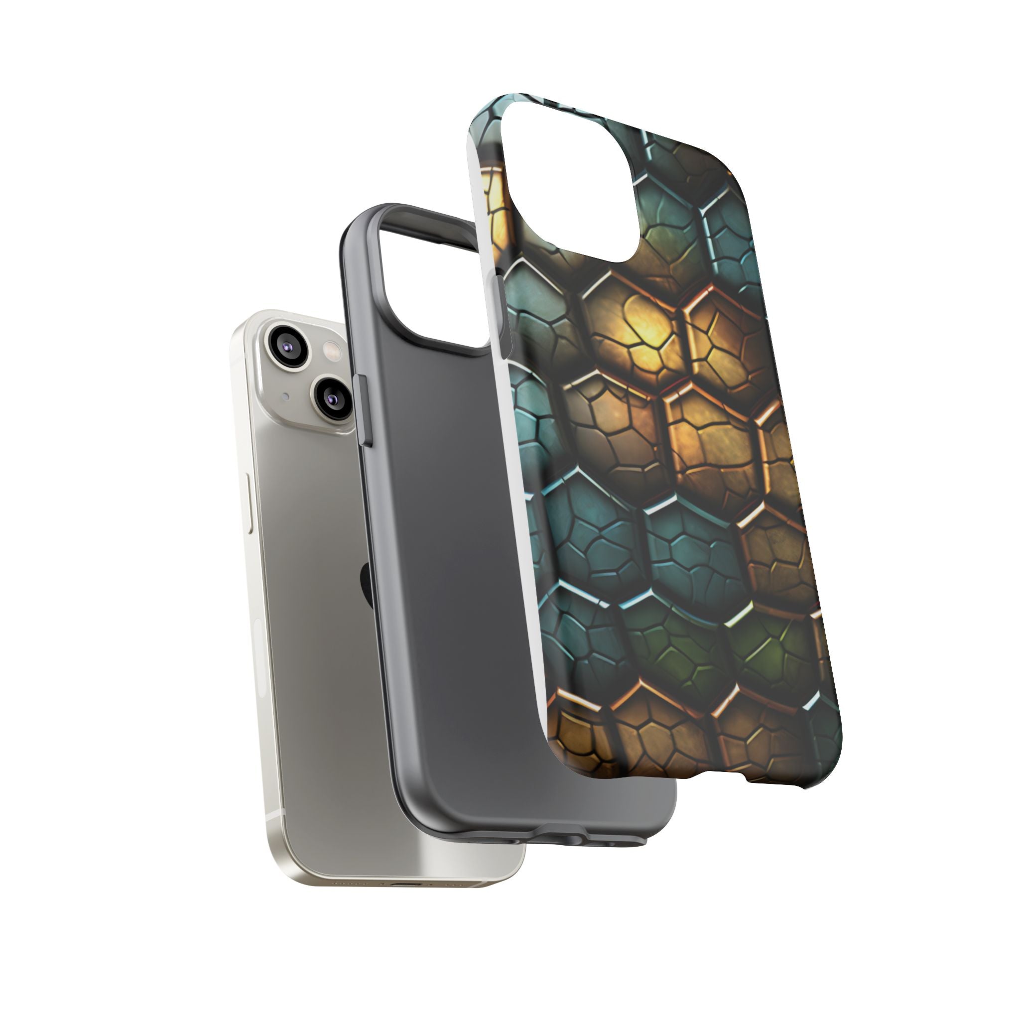 HexaScale iPhone Case: Teal & Bronze