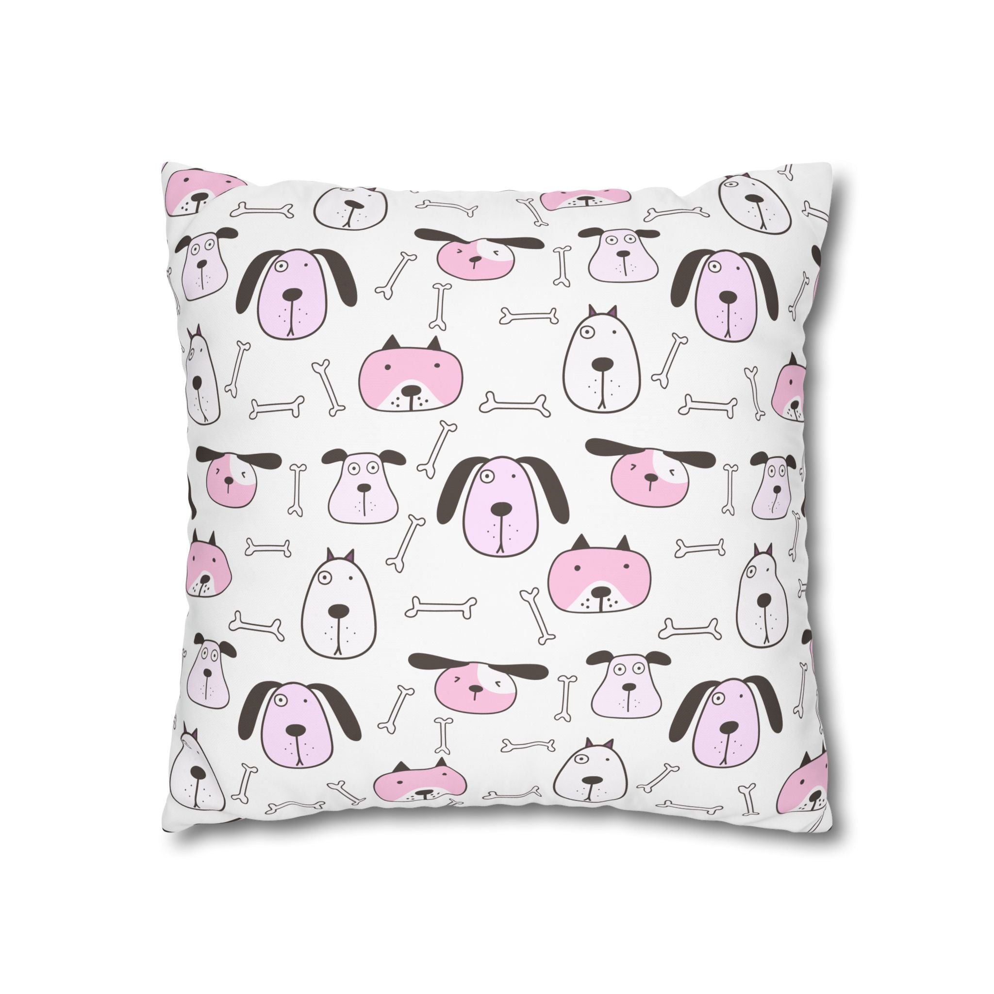 Cute Dog Bone Pillowcase - Pink & White