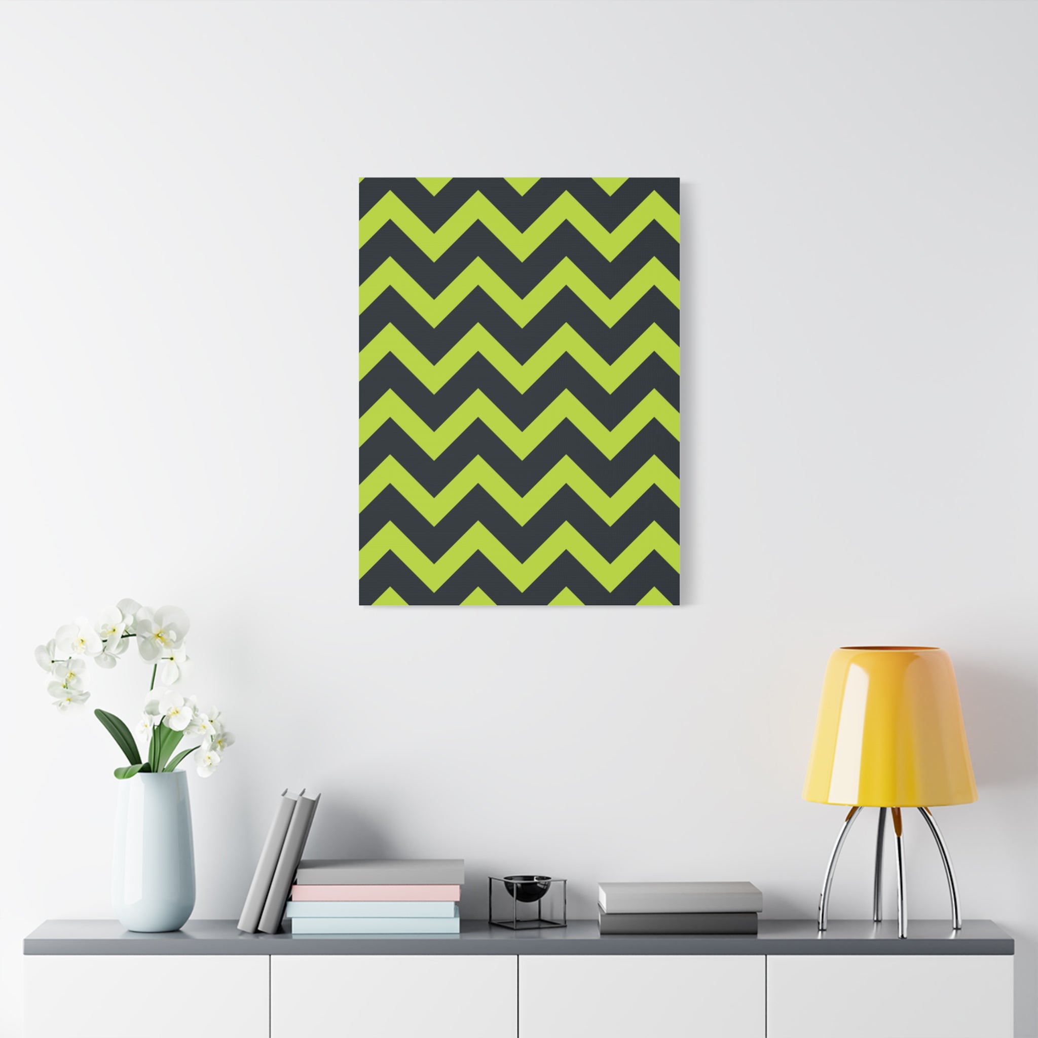 Lime & Forest Green Zigzag Canvas Art