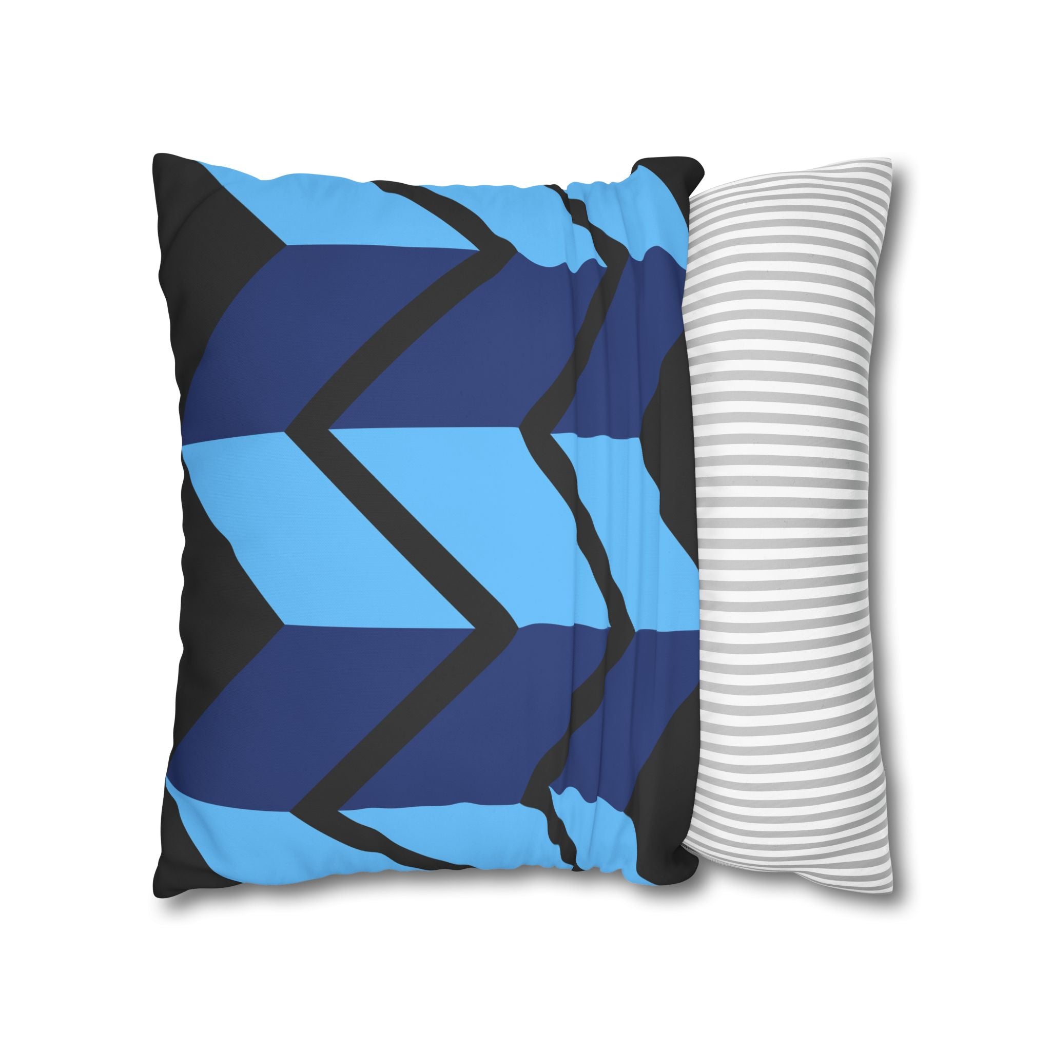 Geometric Chevron Pillowcase - Navy & Sky Blue