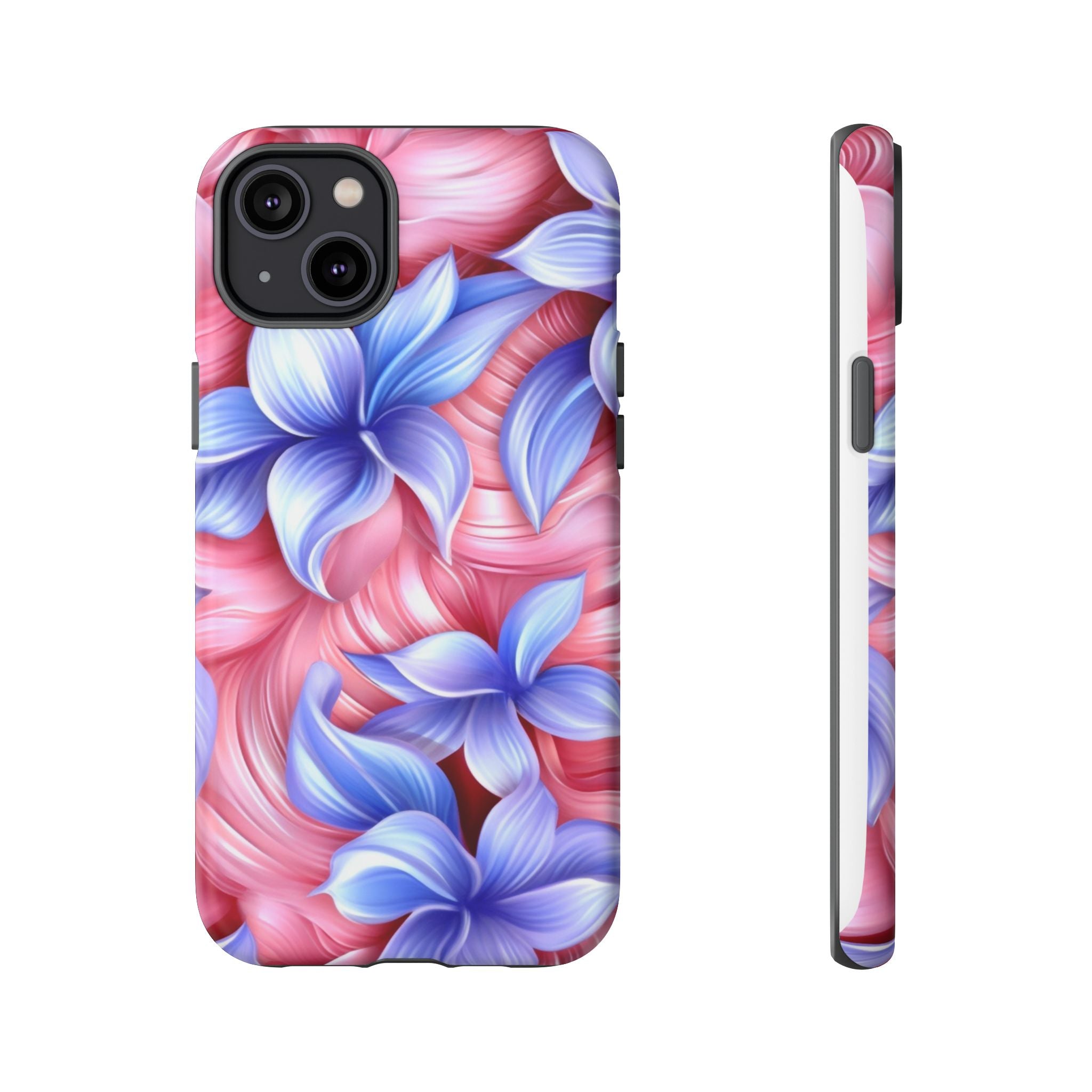 Dreamy Pink & Blue Floral iPhone Case - Hexagon Stone