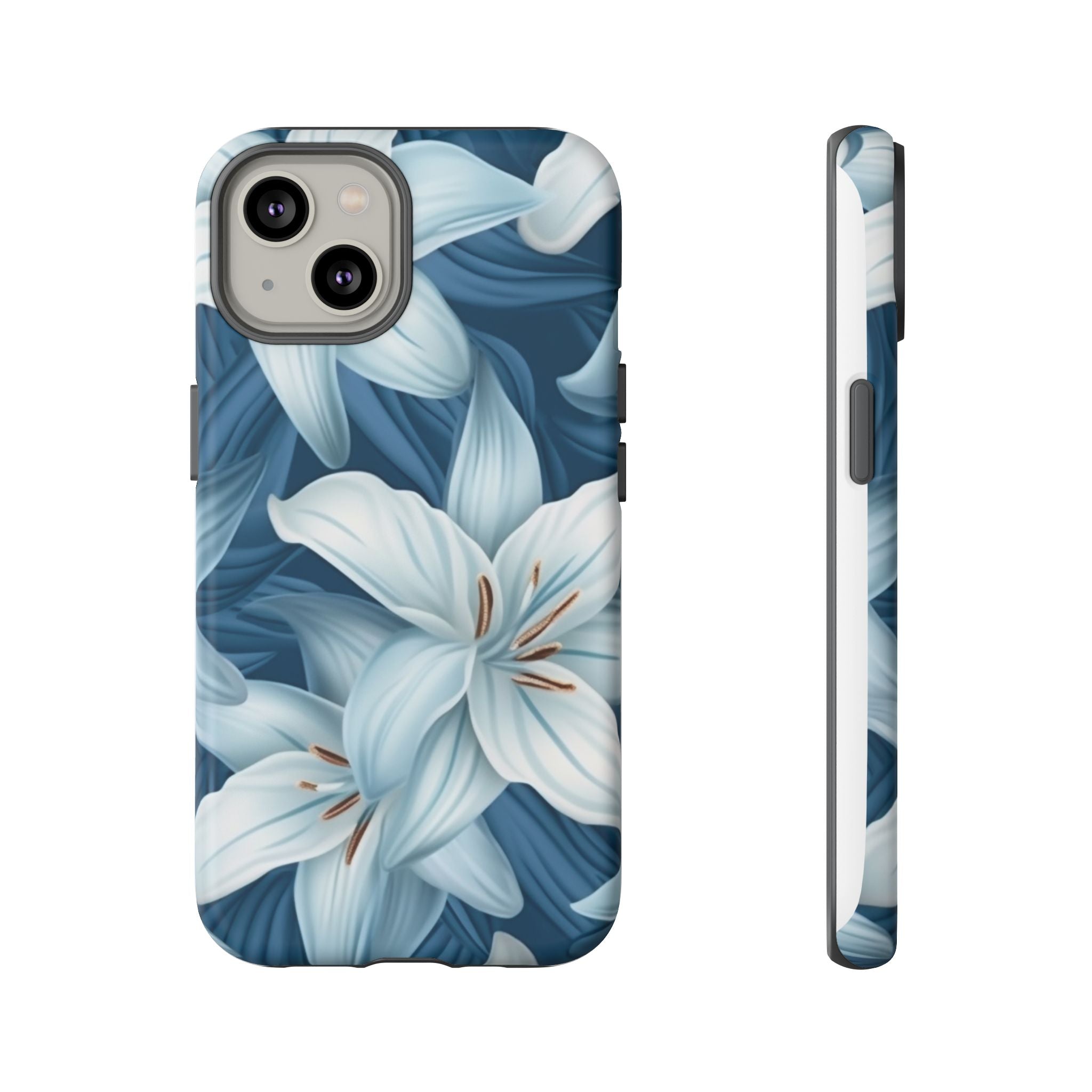 Pastel Blue Lily iPhone Case - Hexagon Stone