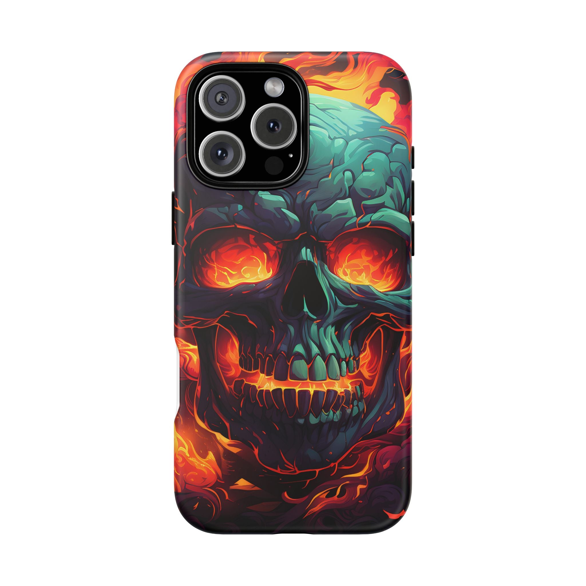 Fiery Skull Hexagon iPhone Case - Rugged