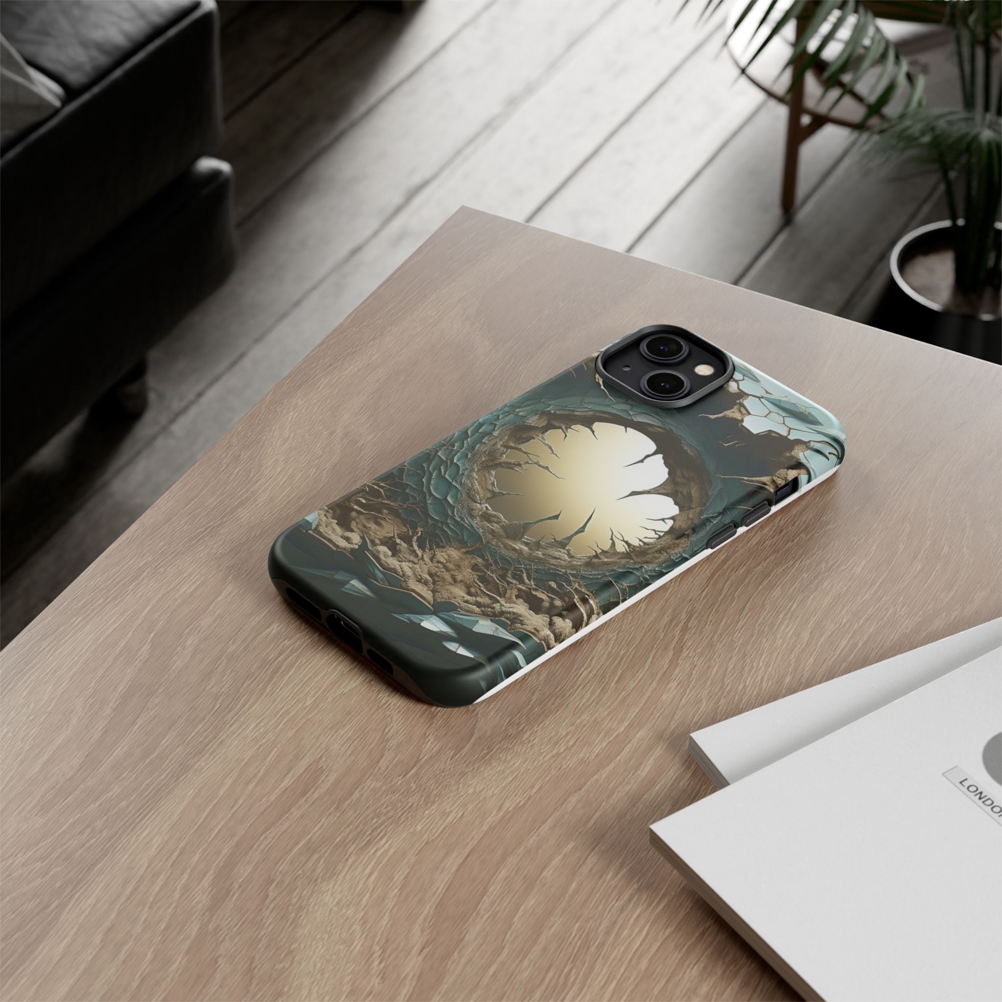 Surreal Alien Landscape Hexagon Stone iPhone Case