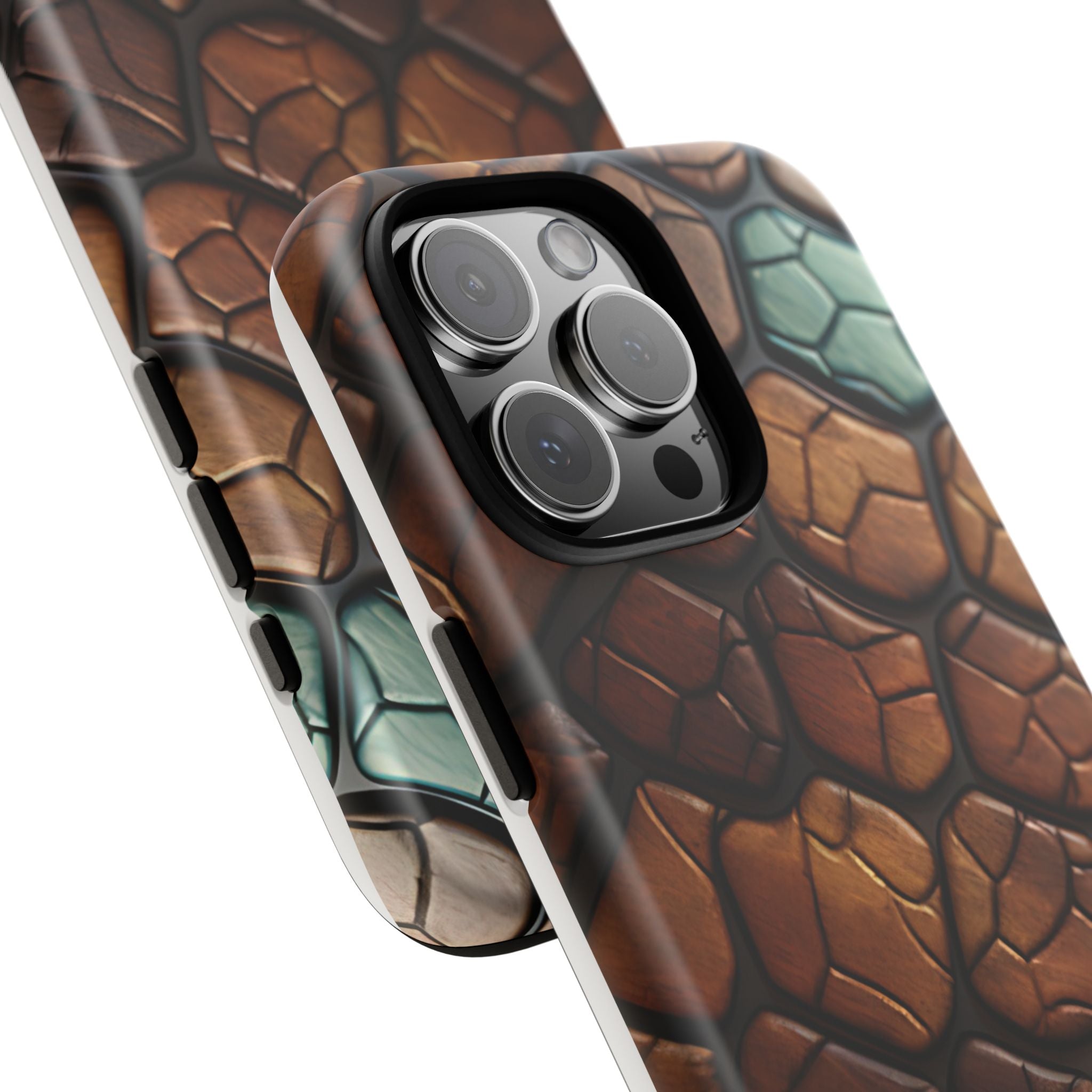 Mosaic Reptile iPhone Case - Teal & Brown