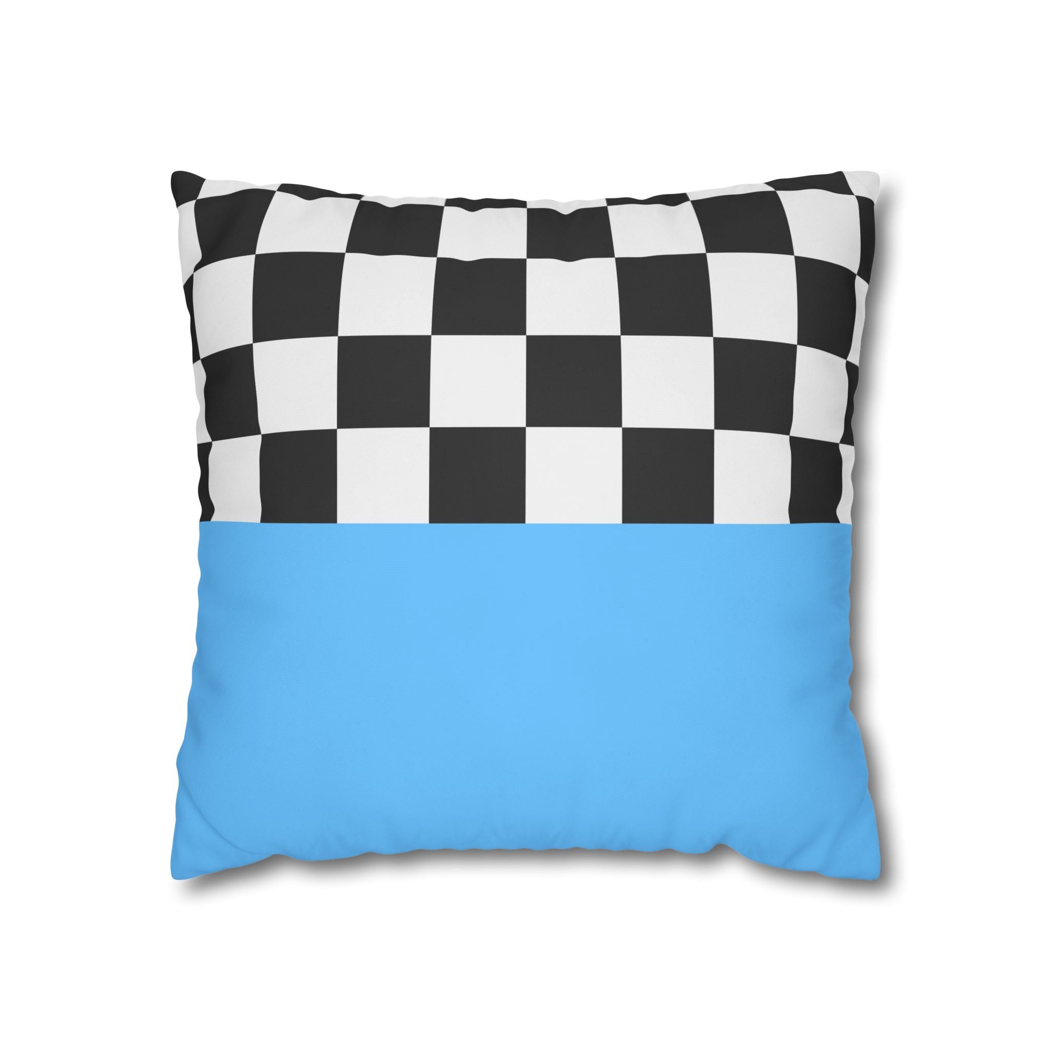 Checkered & Blue Pillowcase - Modern Design