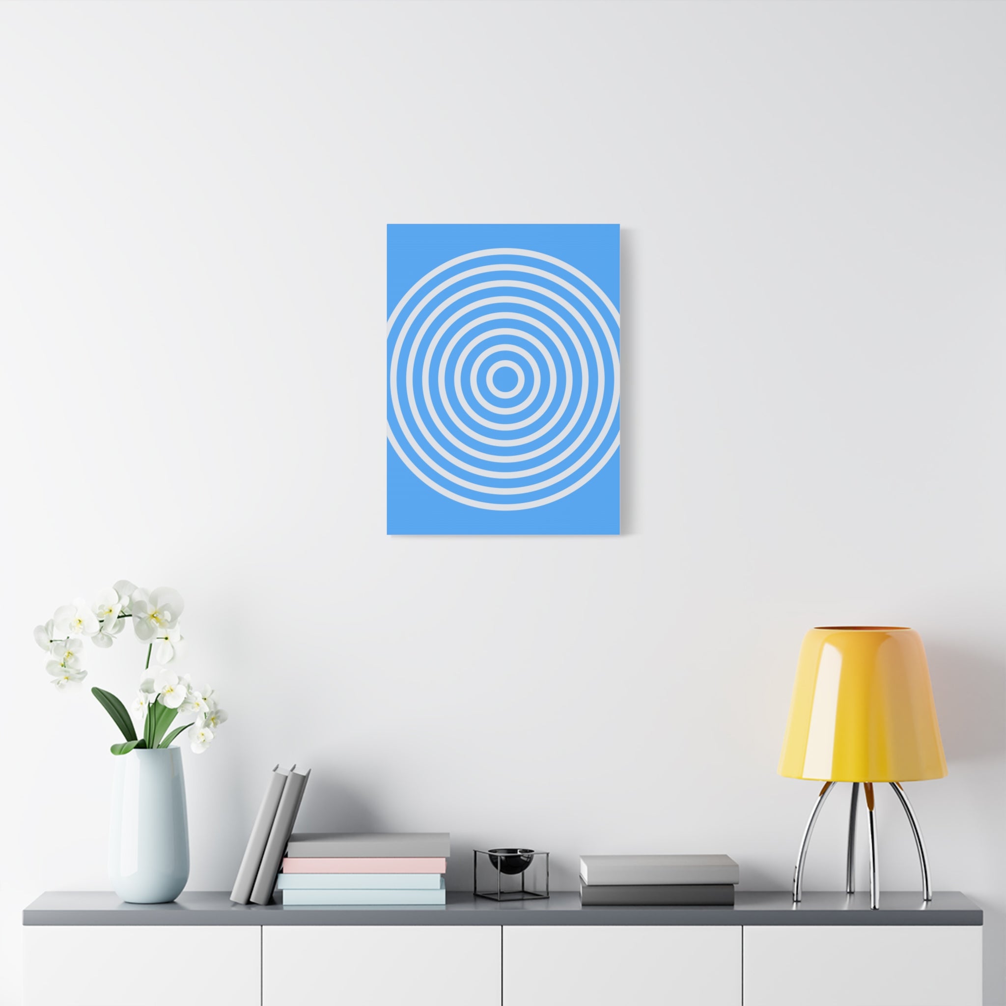 Blue Ripple Concentric Circles Canvas Art