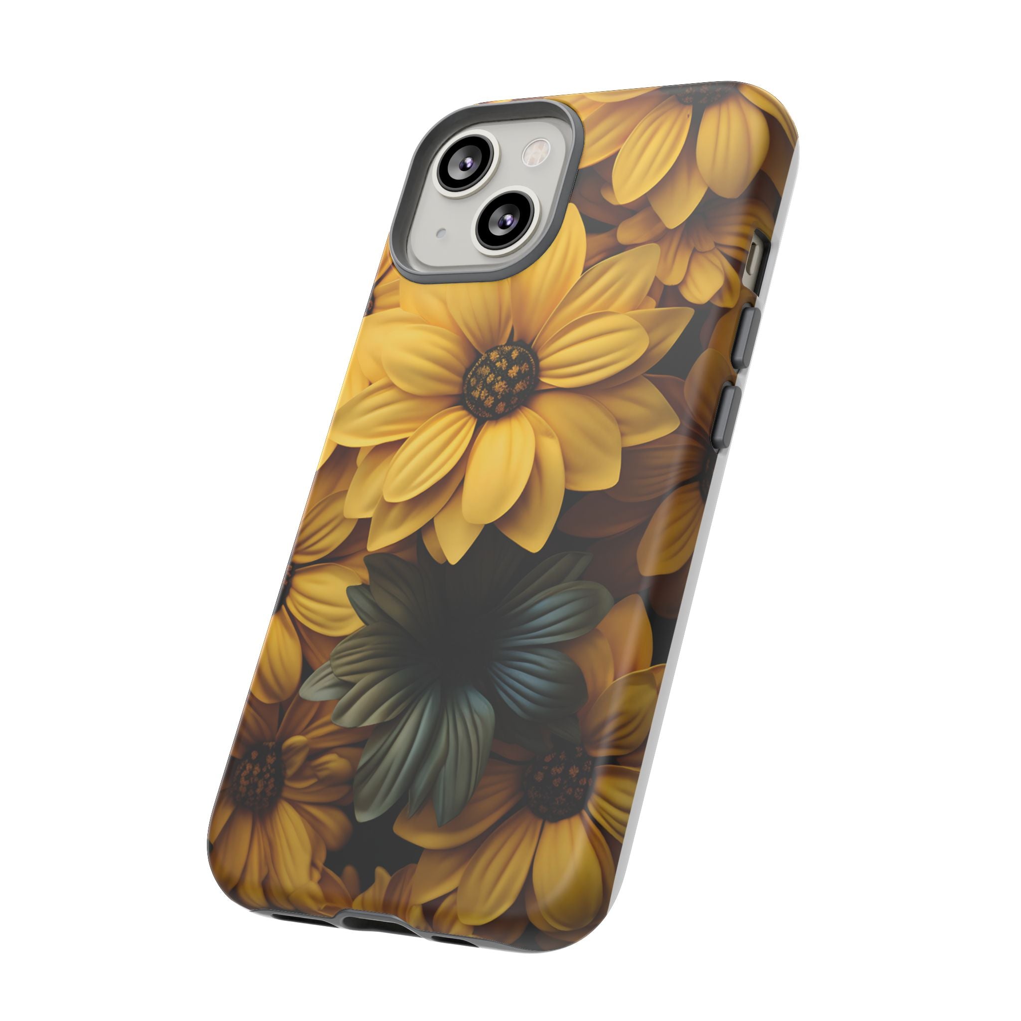 Golden Bloom Hexagon iPhone Case - Rugged Texture