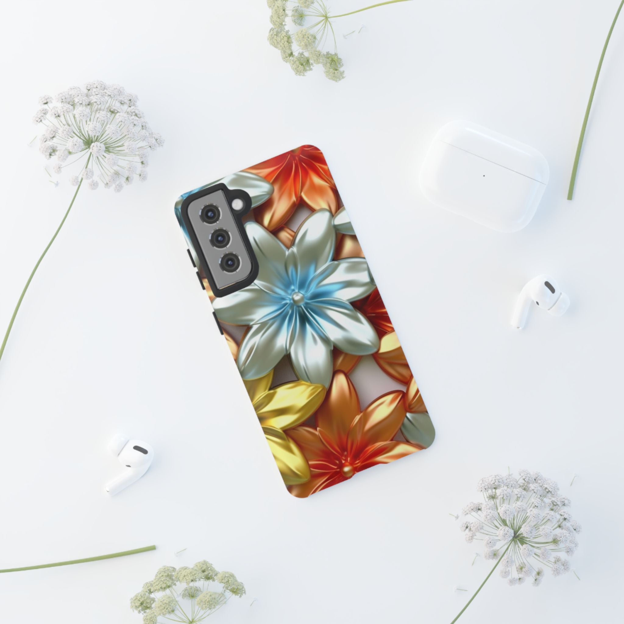 Metallic Flower Samsung Case - Stylish & Modern