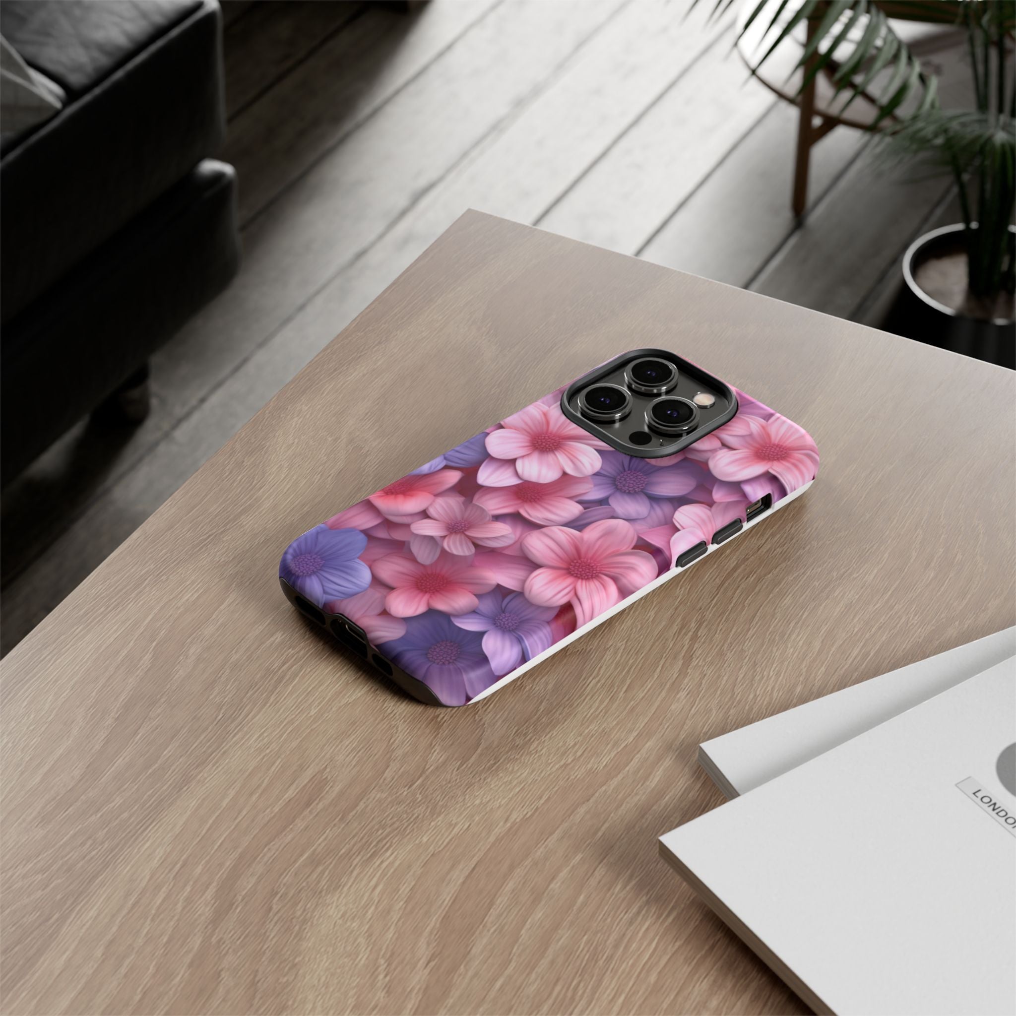 Floral Bloom Hexagon Stone iPhone Case