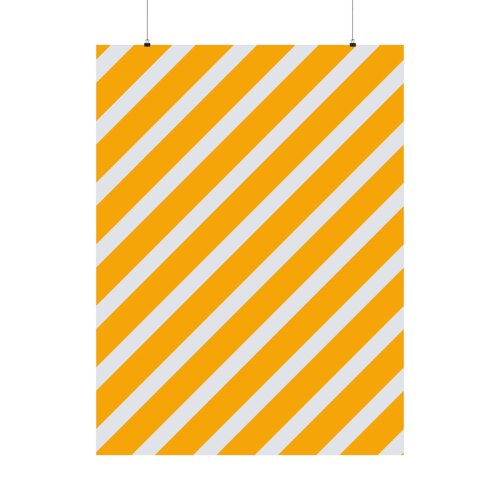 Orange & Gray Diagonal Stripe Poster