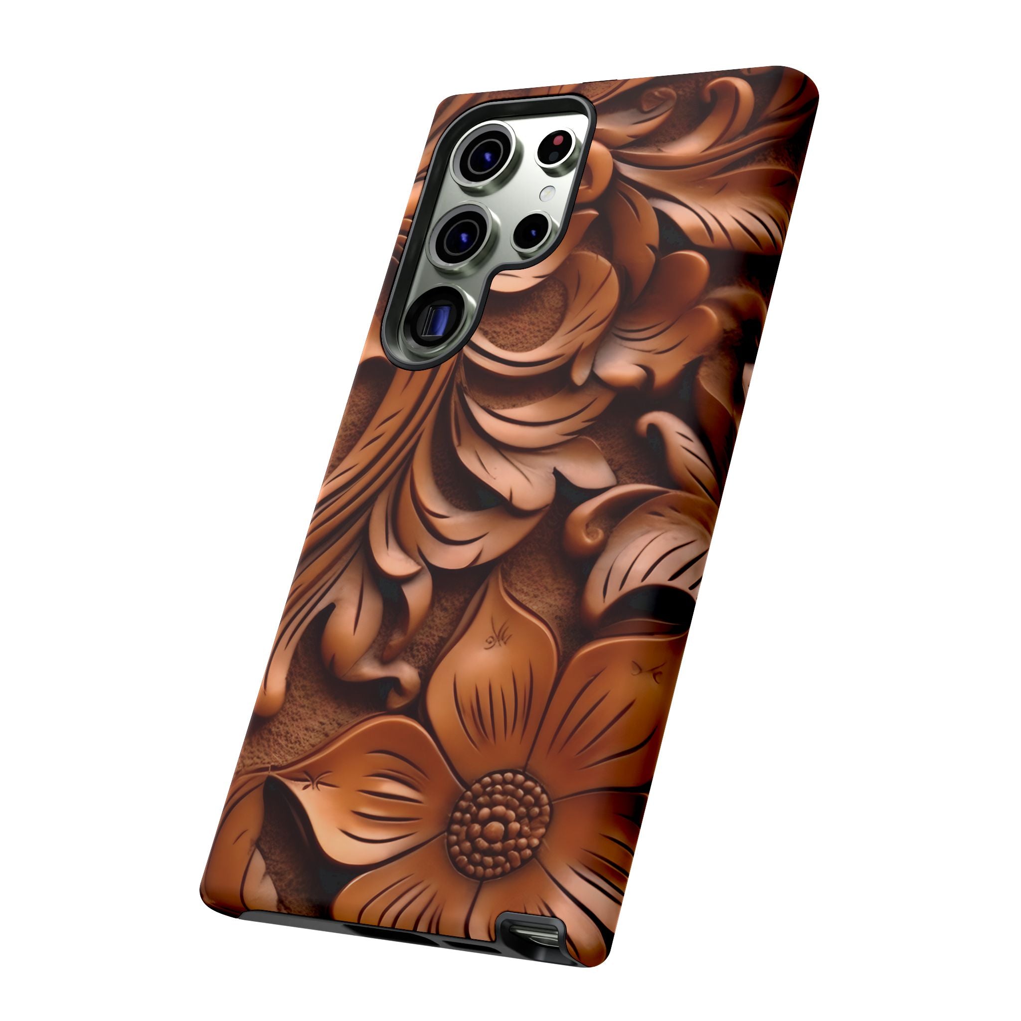 Baroque Floral Wood Samsung Case