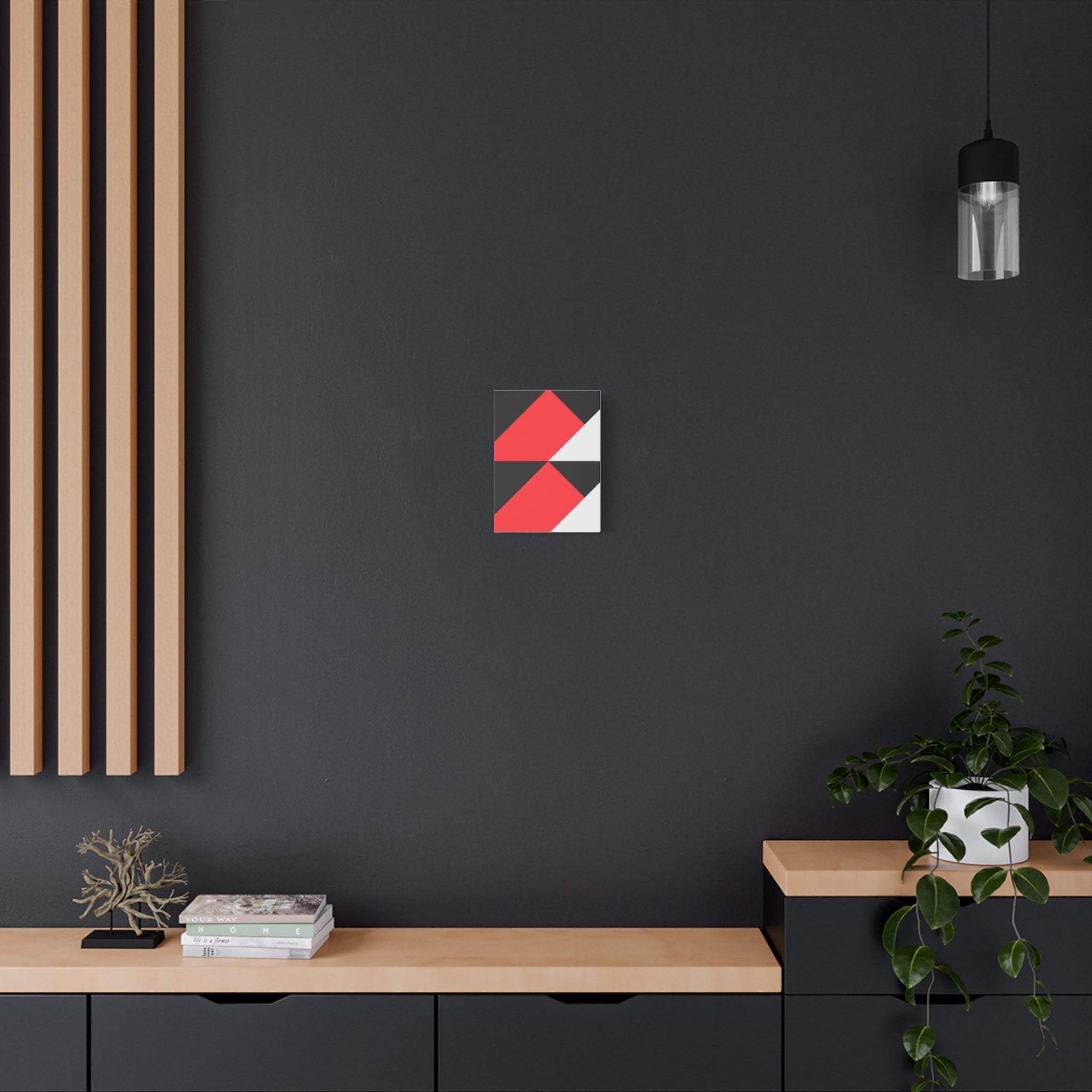 Geometric Red & Gray Canvas Art