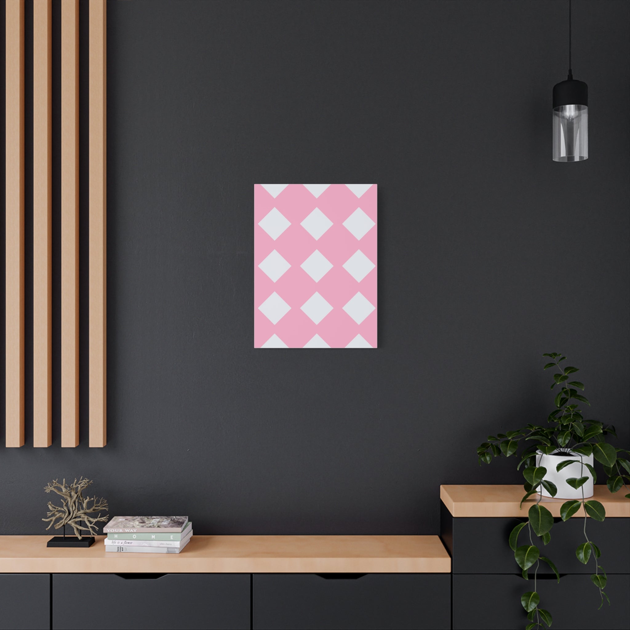 Pink & Grey Diamond Canvas Art Print