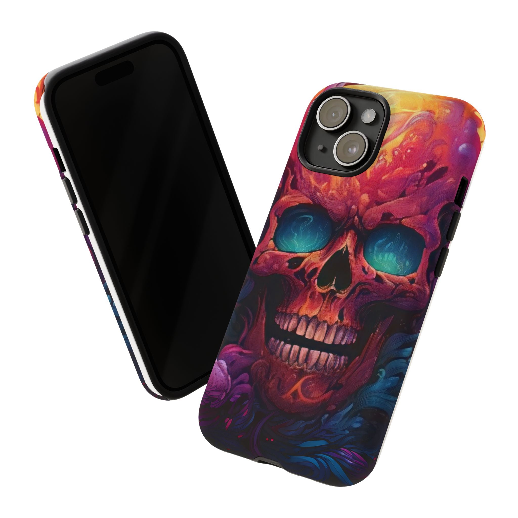 Fiery Skull Hexagon iPhone Case - Rugged Texture