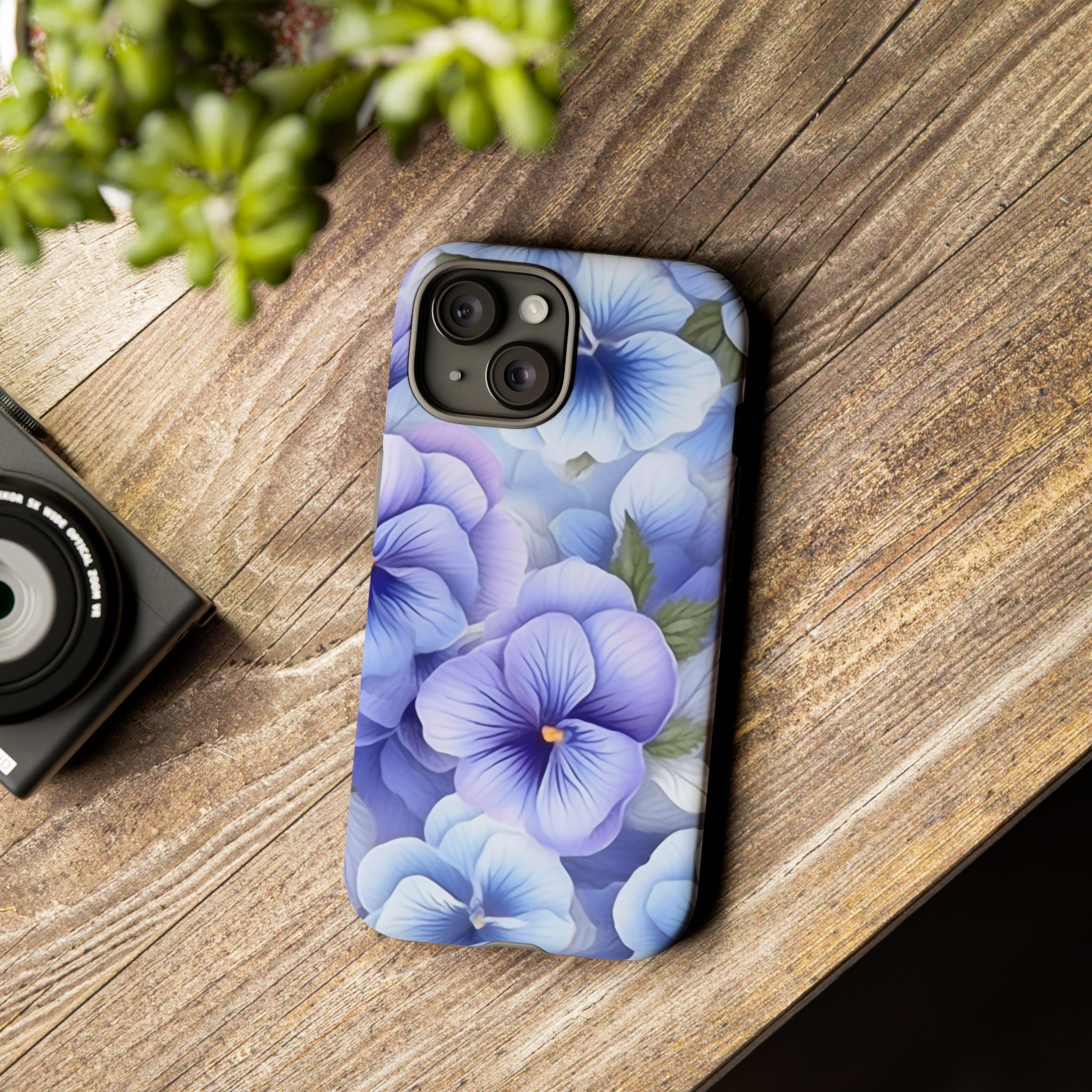 Dreamy Pansy Blue iPhone Case - Hexagon Stone