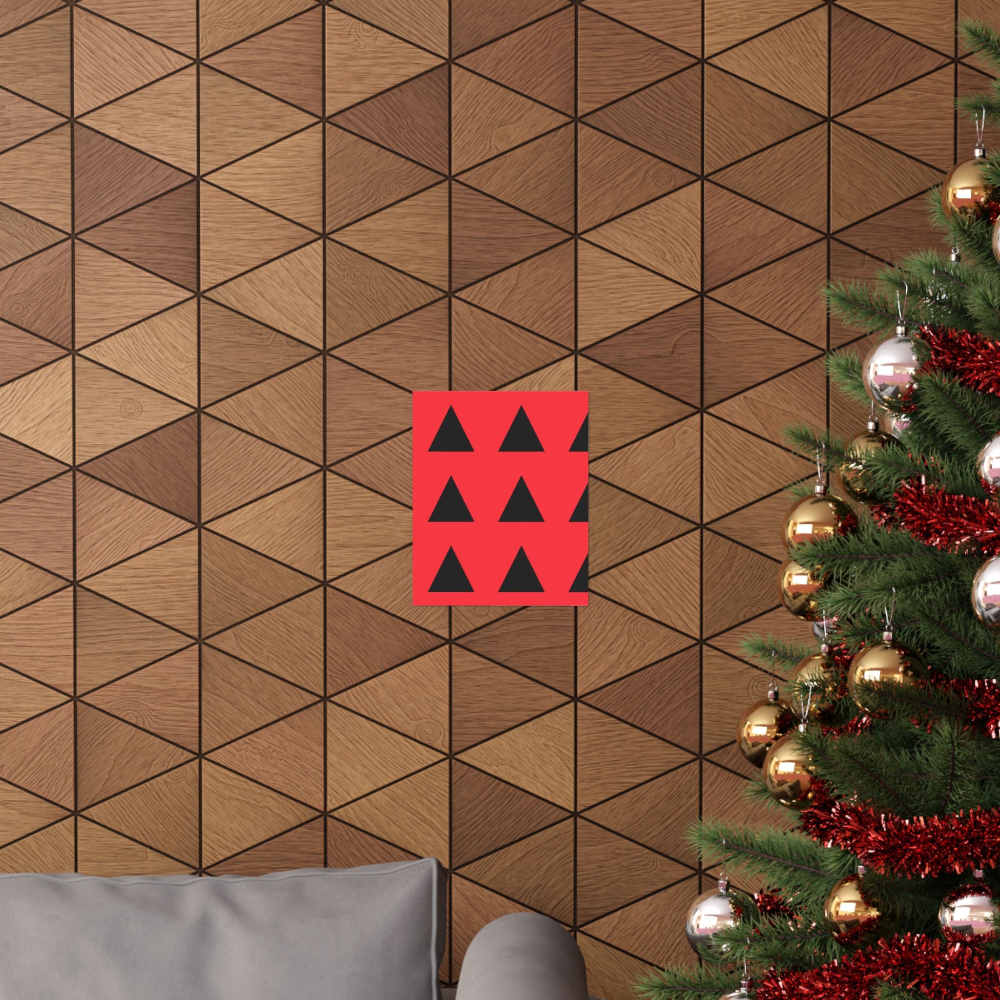 Red & Black Geometric Triangle Poster