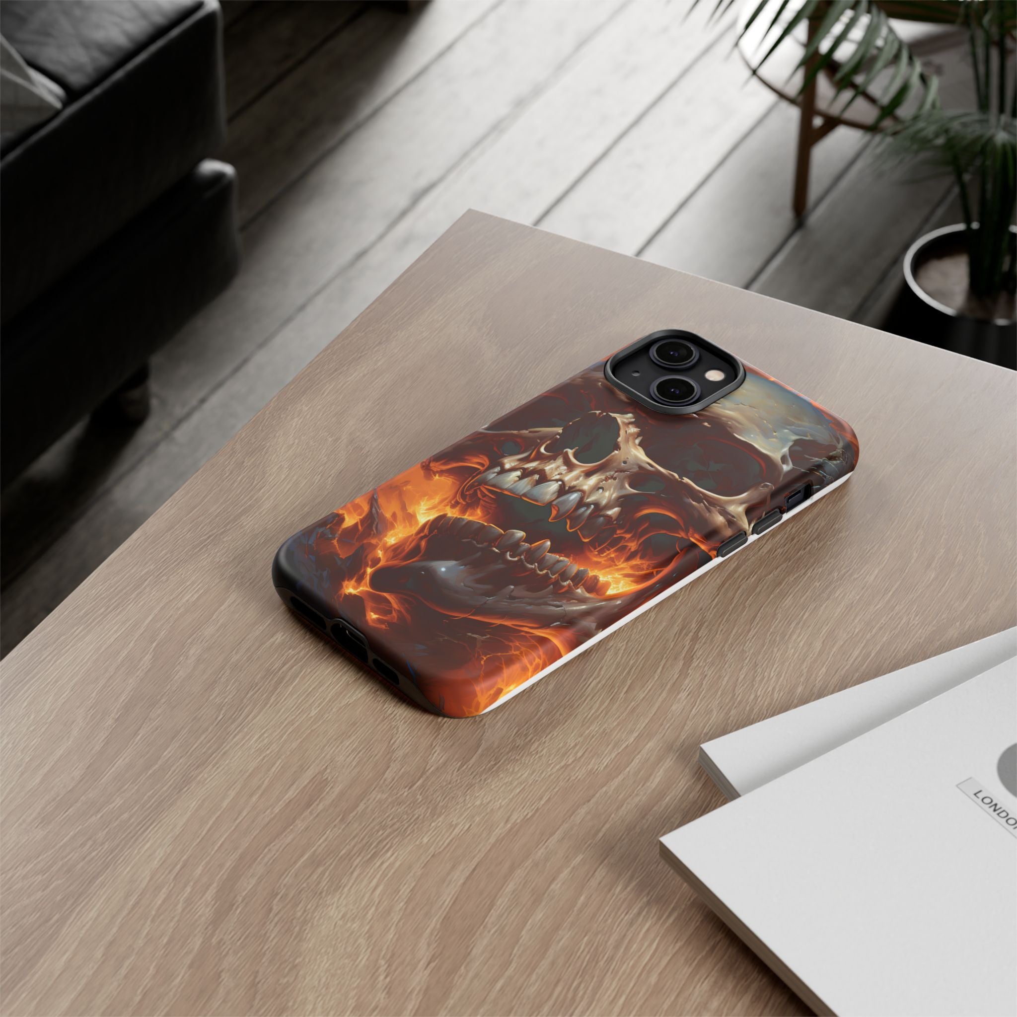 Fiery Skull Hexagon iPhone Case - Rugged