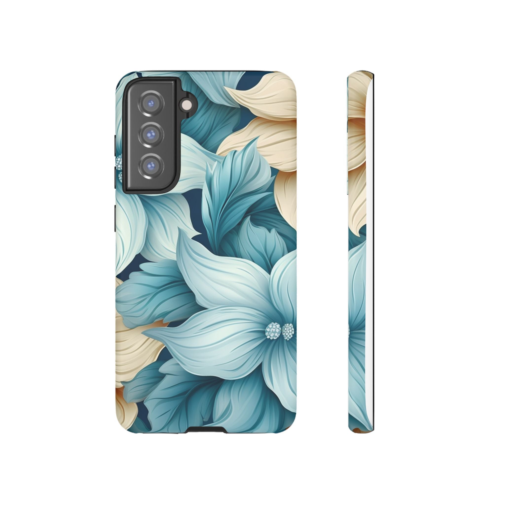 Teal Floral Samsung Phone Case