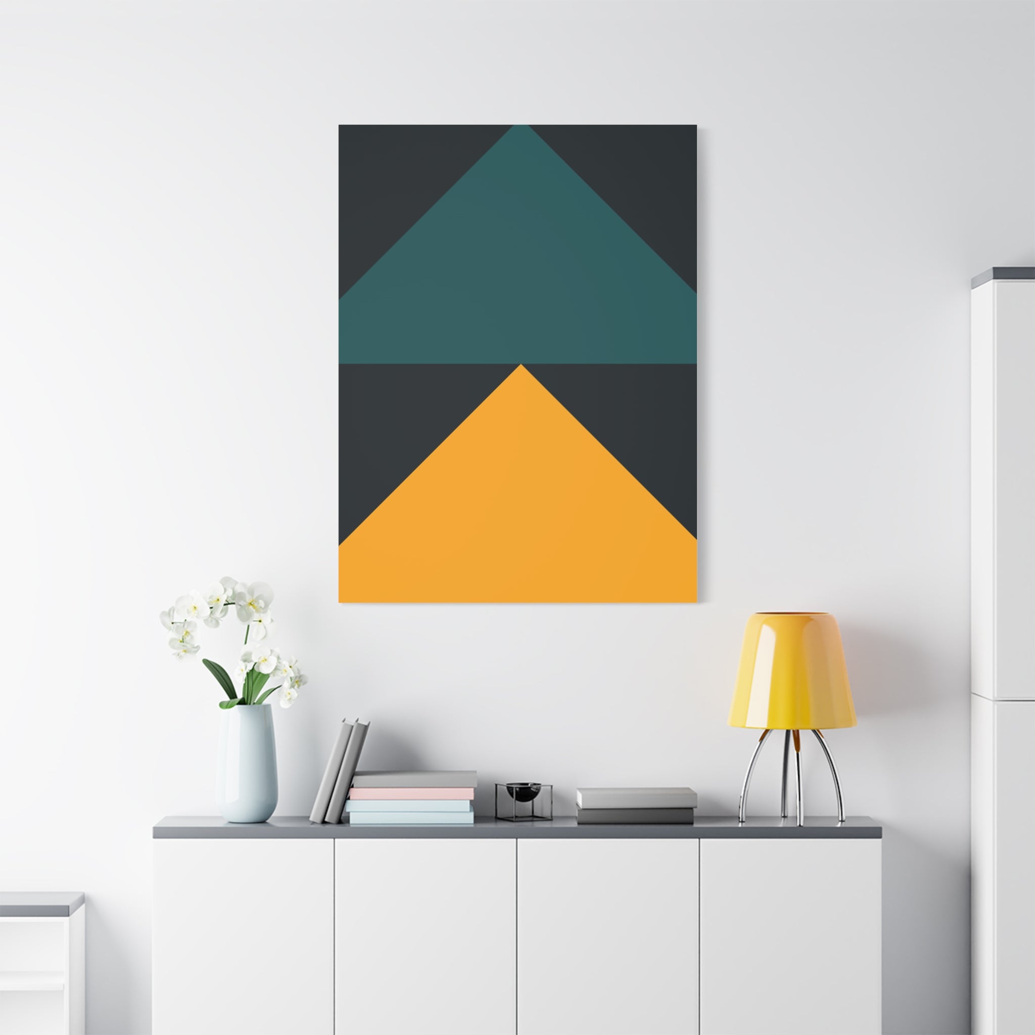 Teal & Gold Geometric Canvas Art