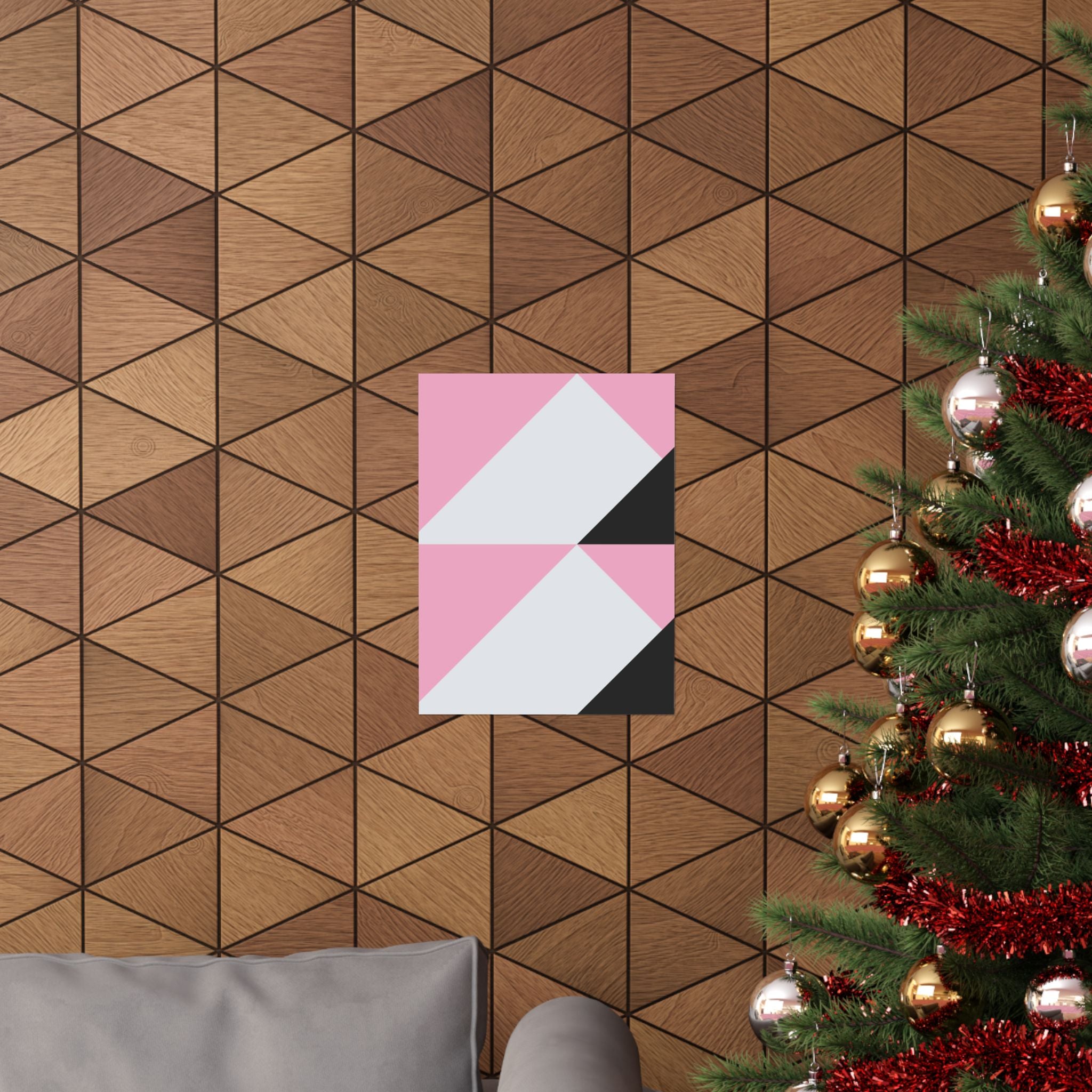 Geometric Pink & Gray Abstract Art Poster