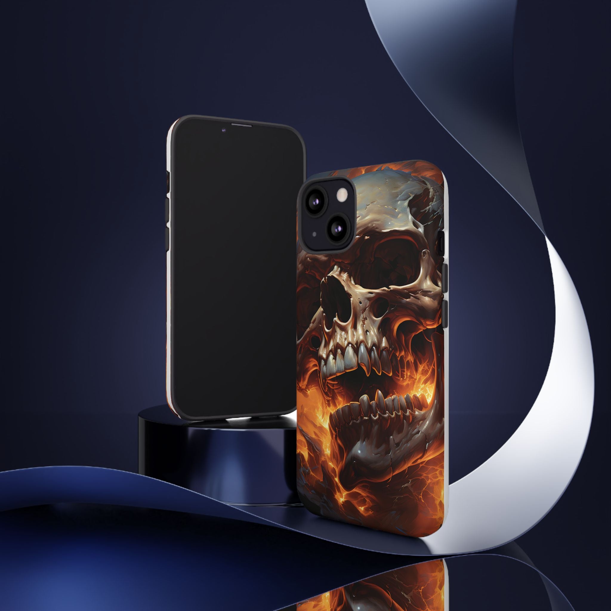 Fiery Skull Hexagon iPhone Case - Rugged