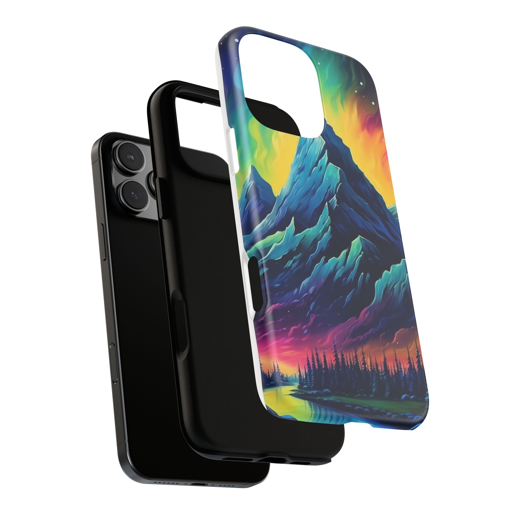 Aurora Mountain Hexagon iPhone Case